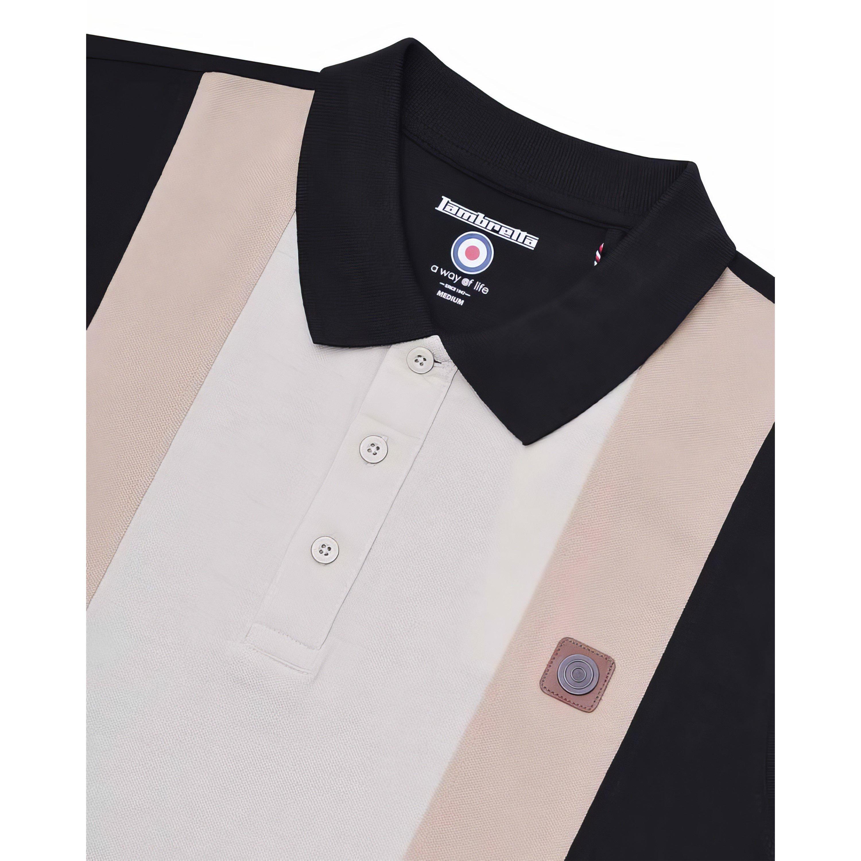 Black - Lambretta - Vintage Panel Short-Sleeve Polo Shirt - 2