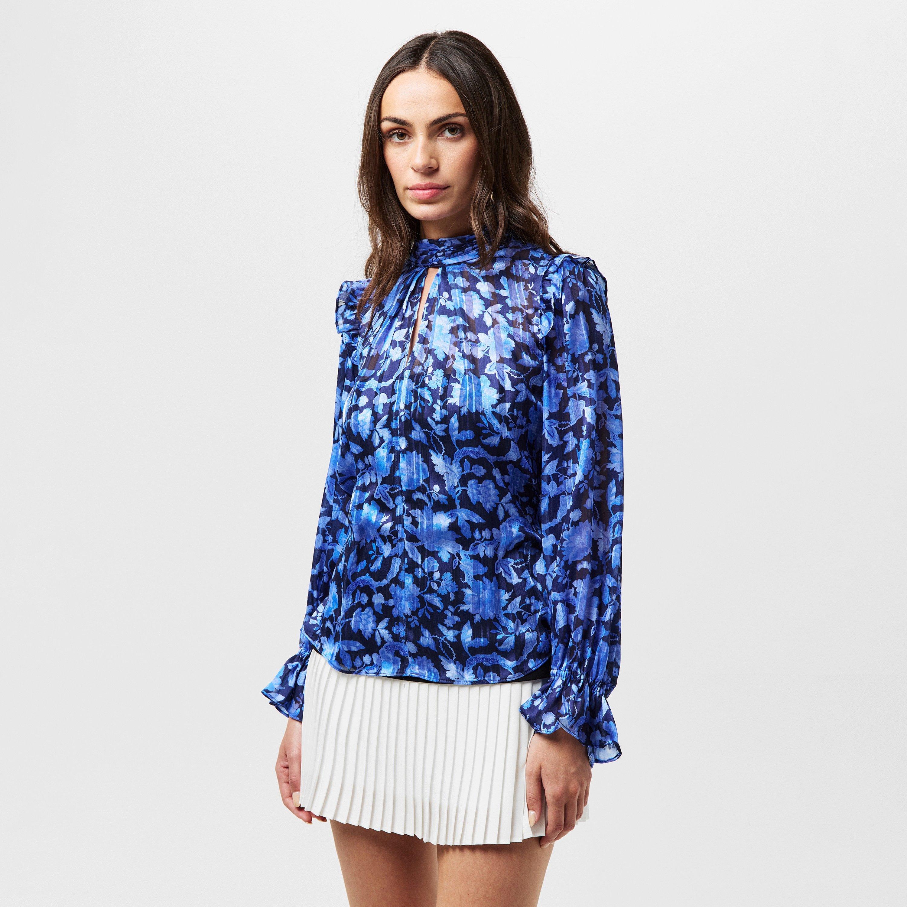 40-Midnight Bl - French Connection - Women's Cynthia Long-Sleeve Blouse - 3