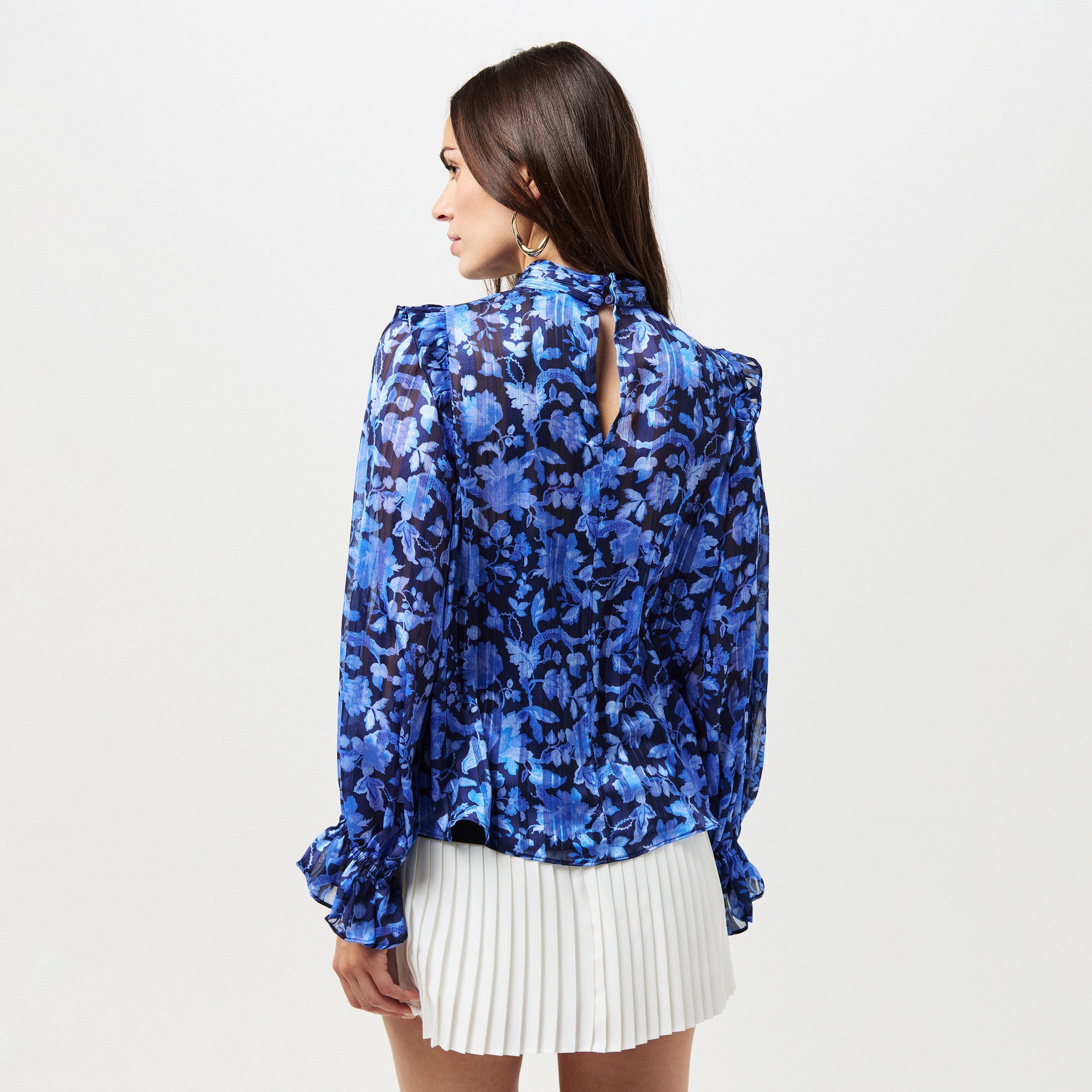 40-Midnight Bl - French Connection - Women's Cynthia Long-Sleeve Blouse - 4