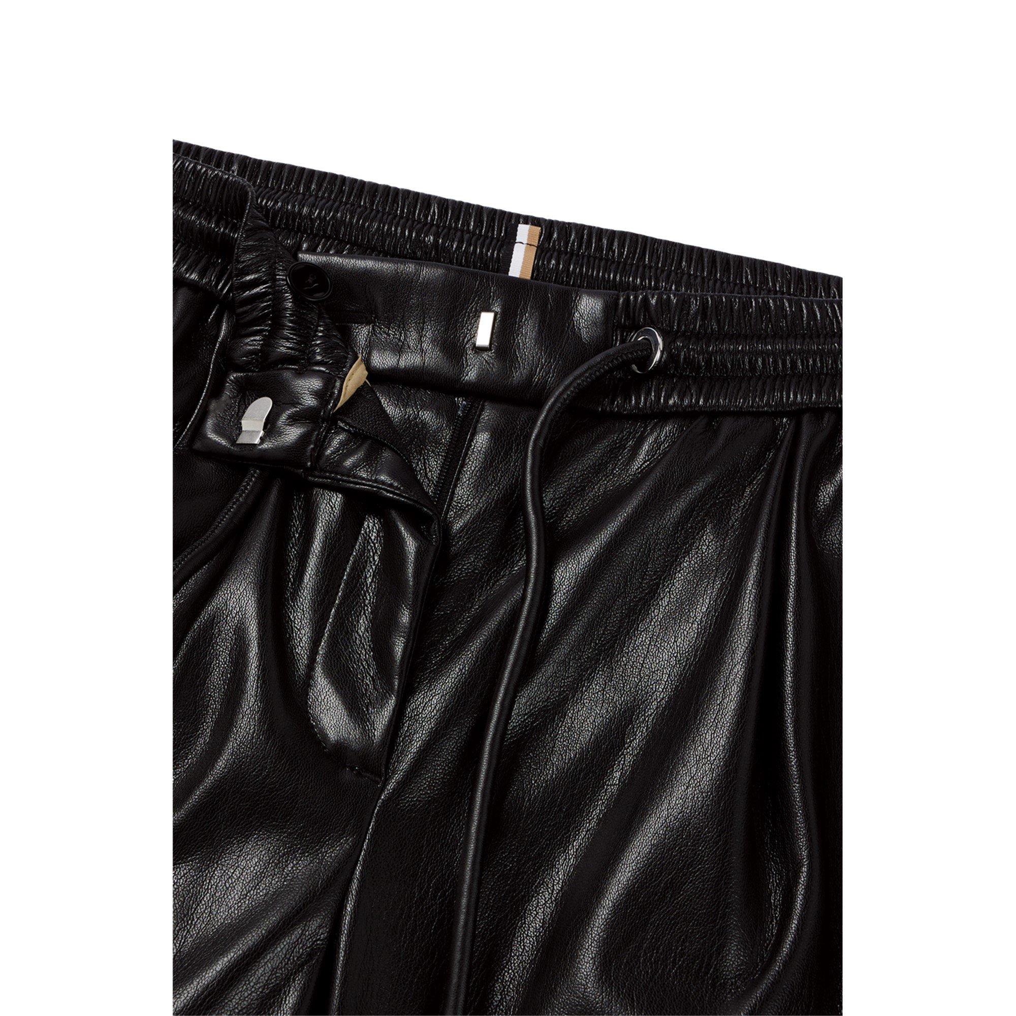 Black 001 - Boss - Women's Tareta Straight Trousers, Premium Faux Leather - 6