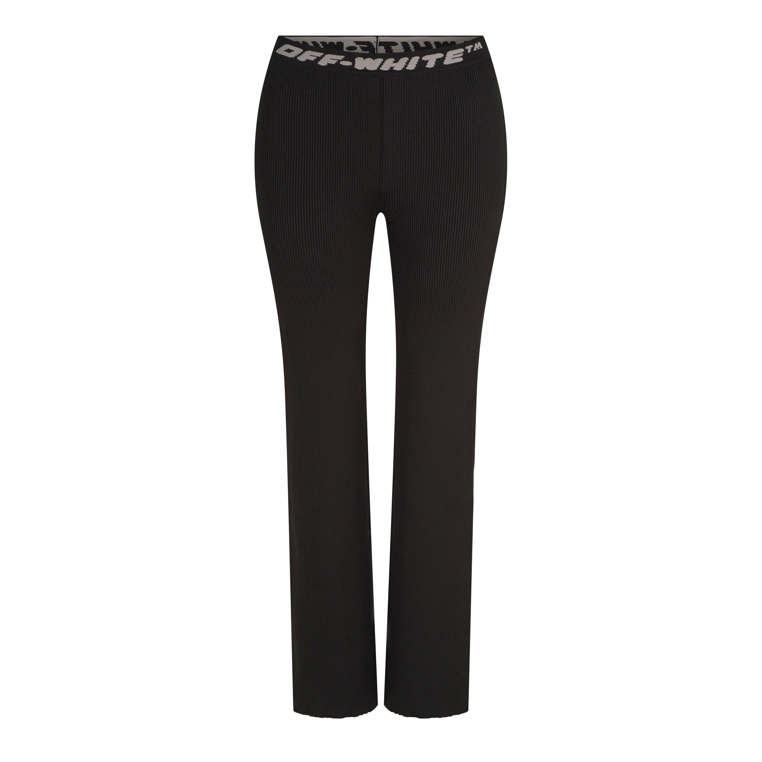 Black - Off White - Women's Ribbed Knitted Trousers - 4