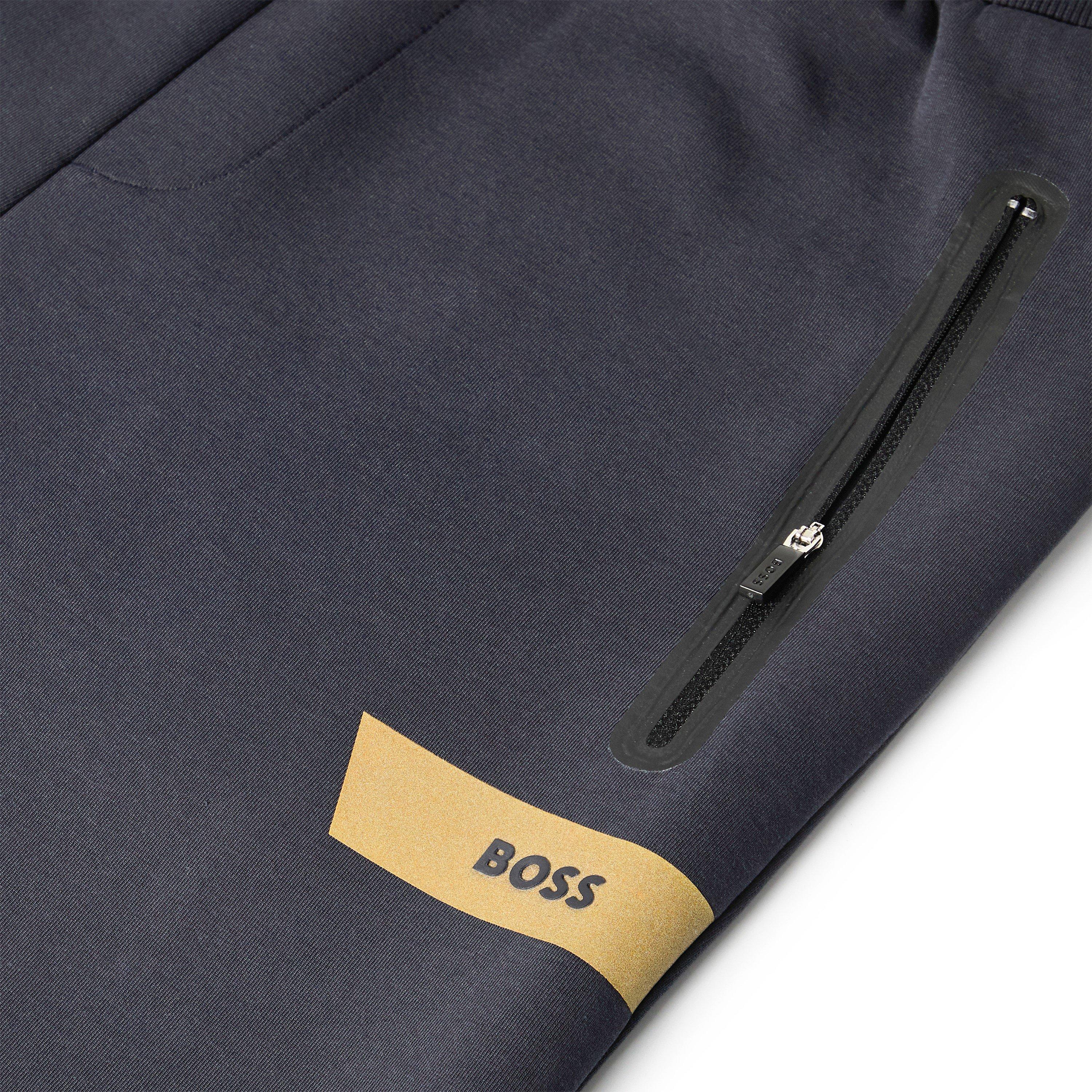 Dark Blue - Boss - Men's Hadiko In Closed Hem Woven Tracksuit Joggers - 3