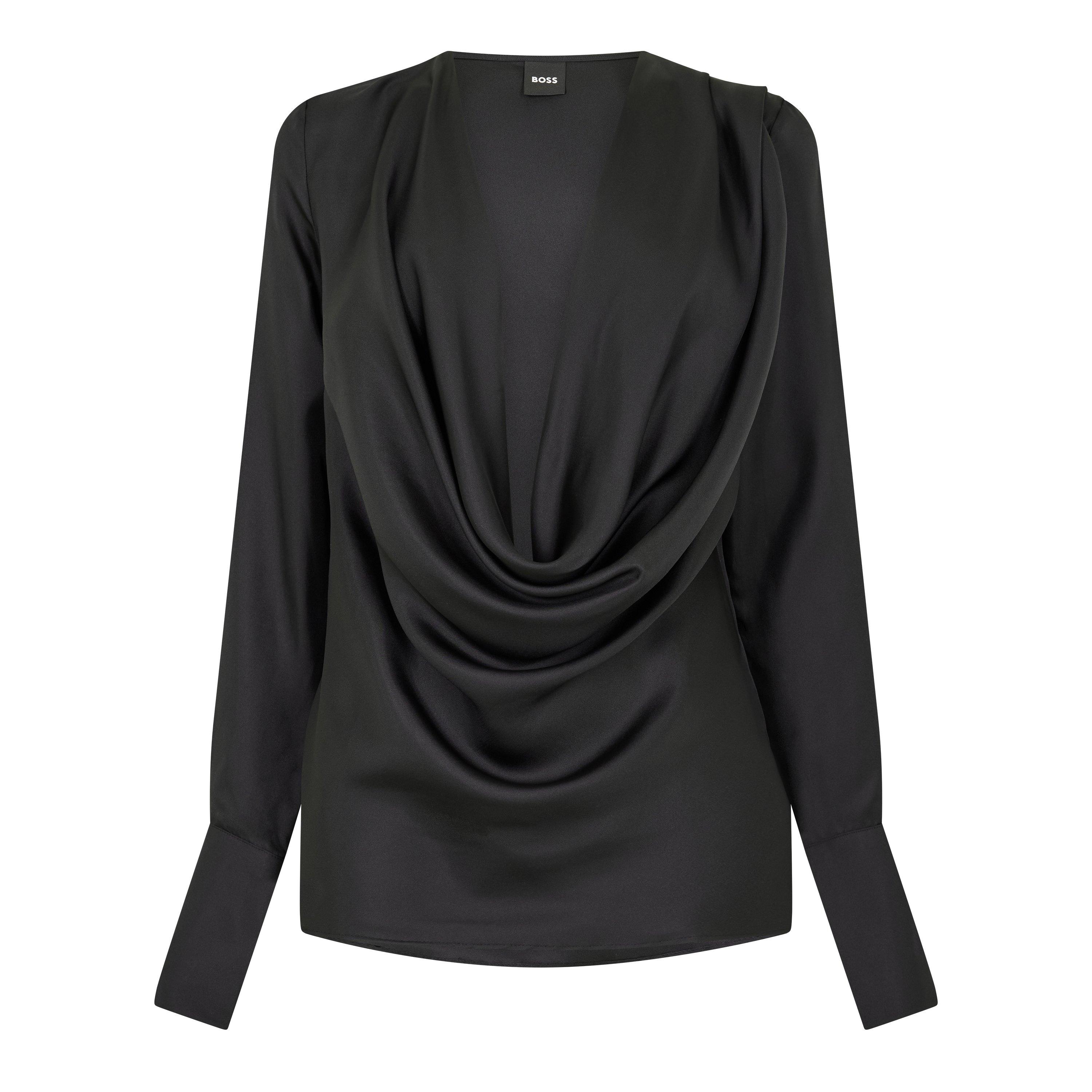 Boss Women's Bacowl Long Sleeve Blouse - Black - 6 (XS)