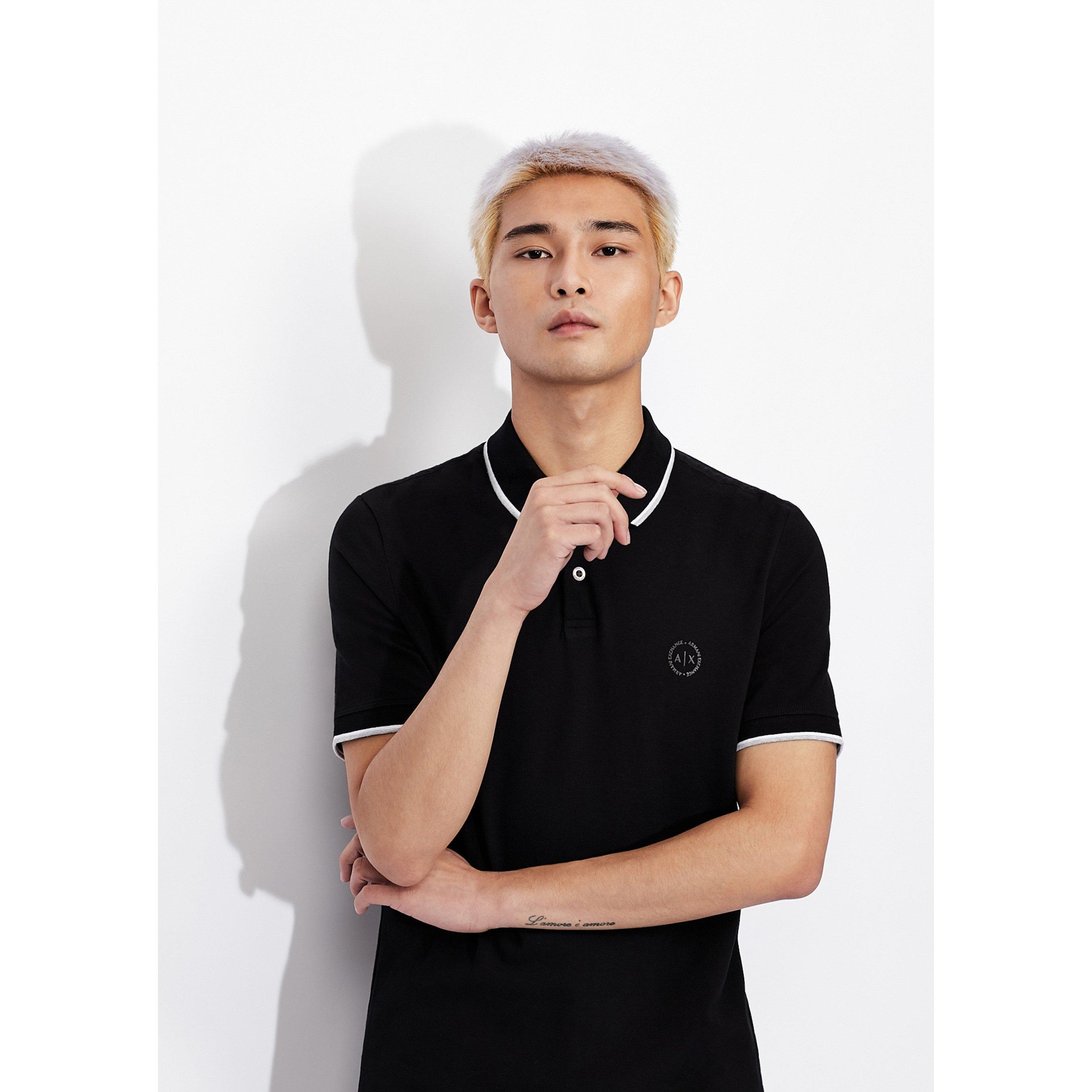 Preto 1200 - Armani Exchange - Tipped Pique Polo Shirt - 3