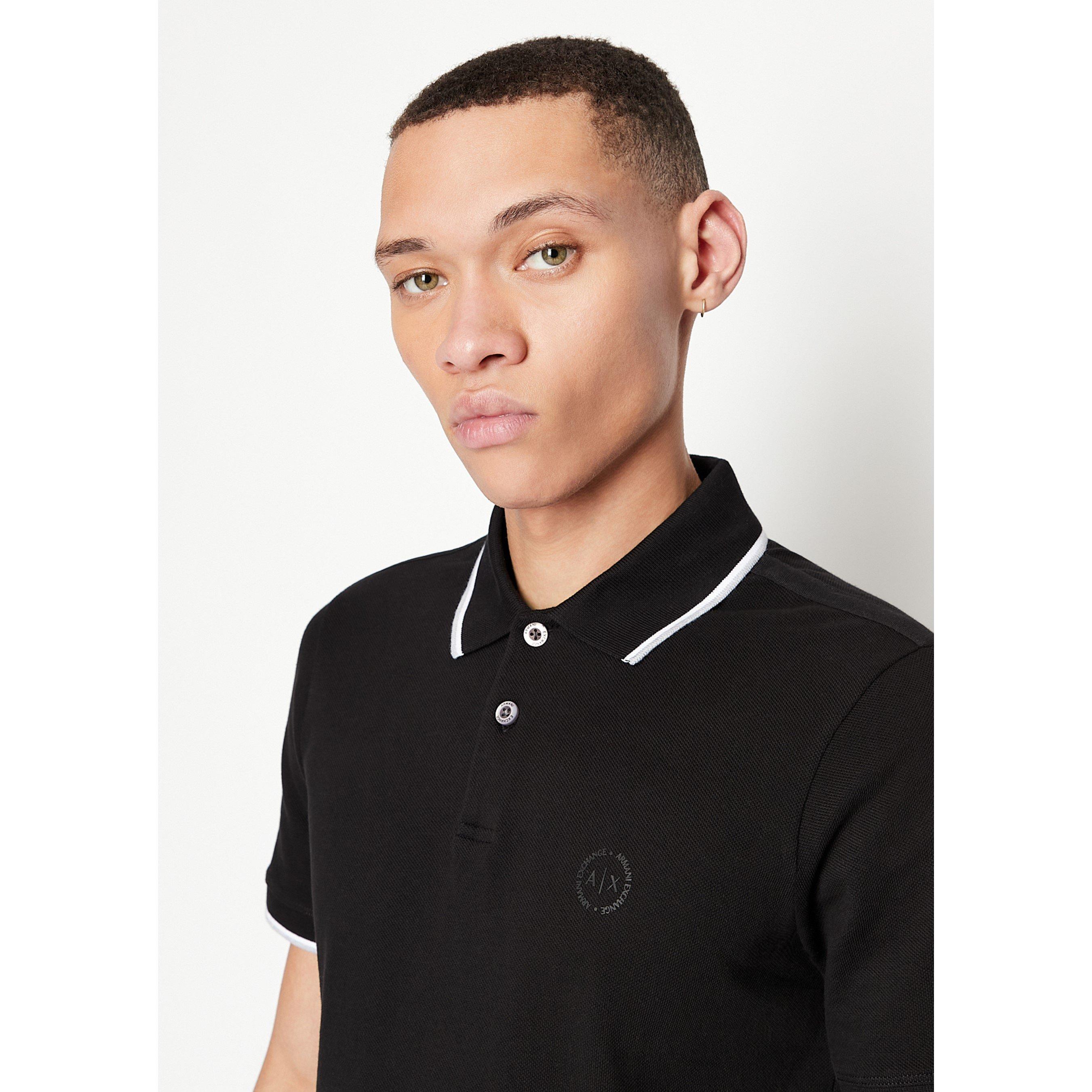 Preto 1200 - Armani Exchange - Tipped Pique Polo Shirt - 4
