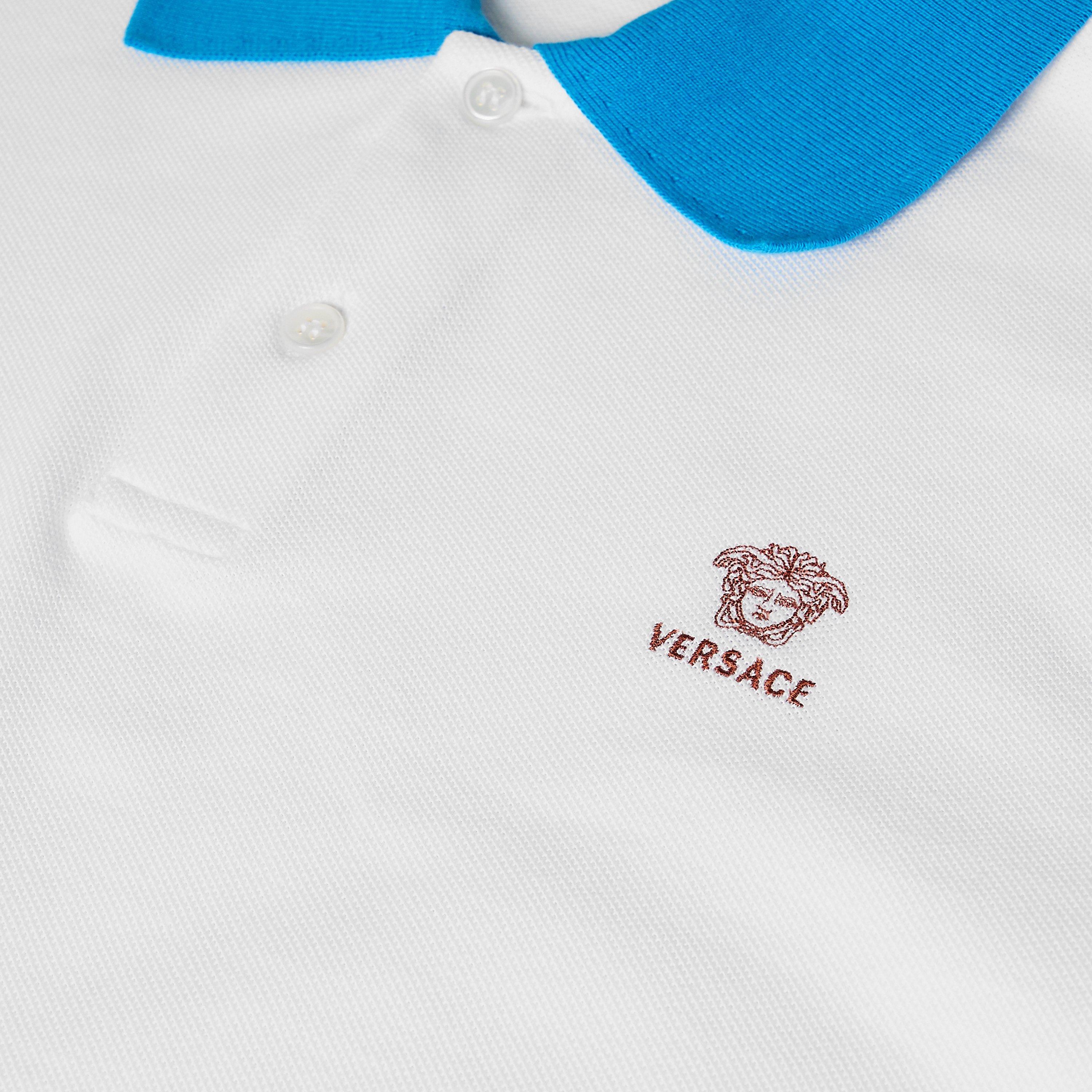White/Azure - Versace - Men's Short Sleeve Polo Shirt - 5