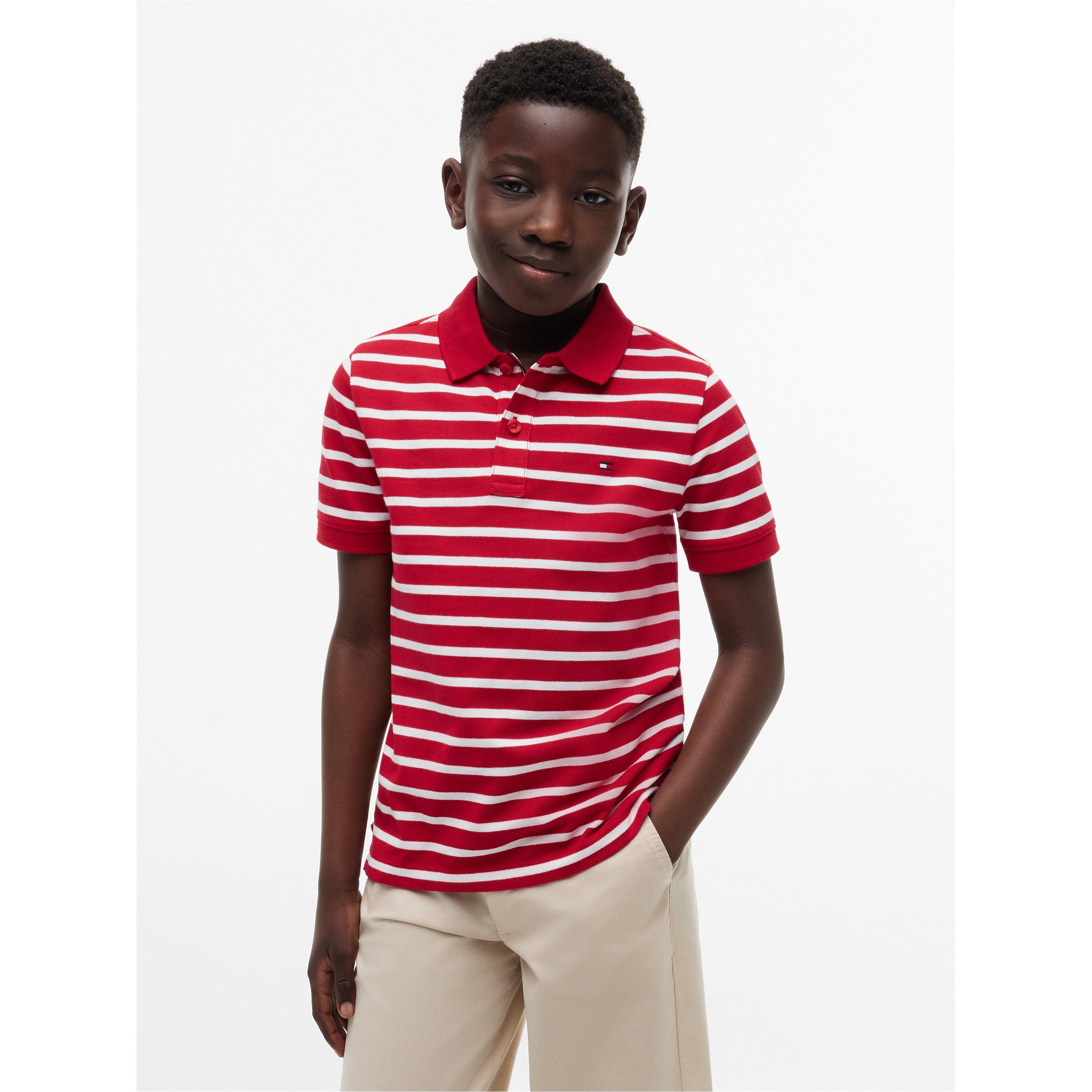 Red Stripe 0EW - Tommy Hilfiger - Kids' Short Sleeve Polo Shirt - 3