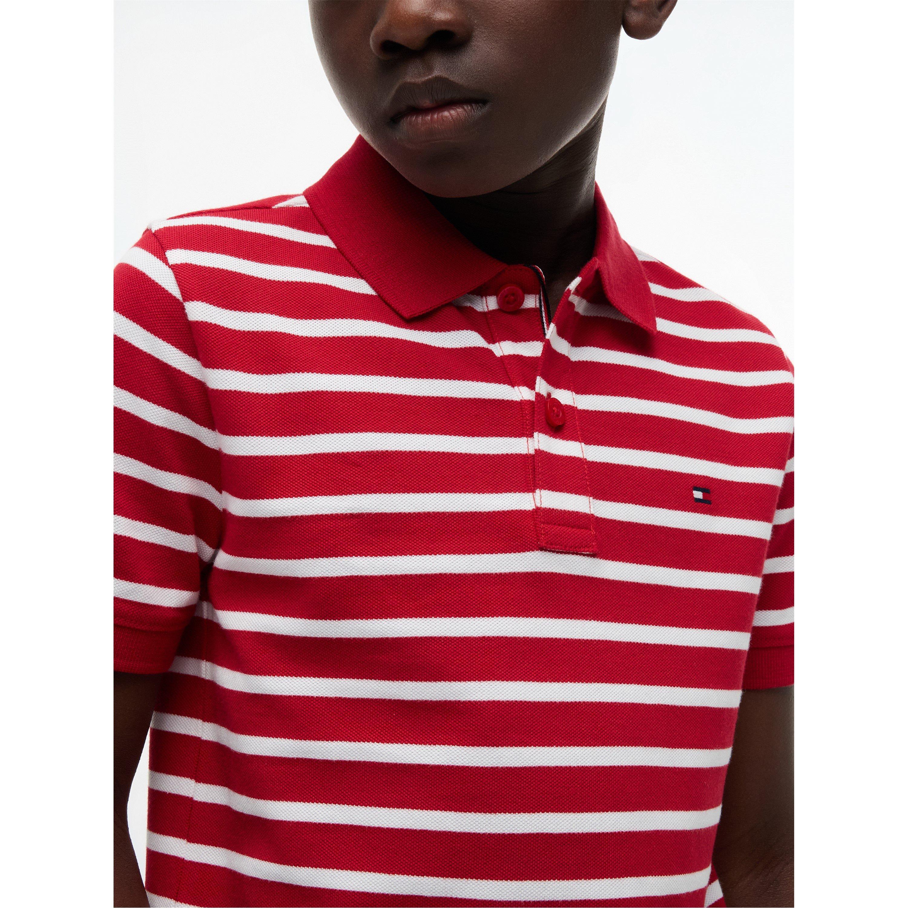 Red Stripe 0EW - Tommy Hilfiger - Kids' Short Sleeve Polo Shirt - 4