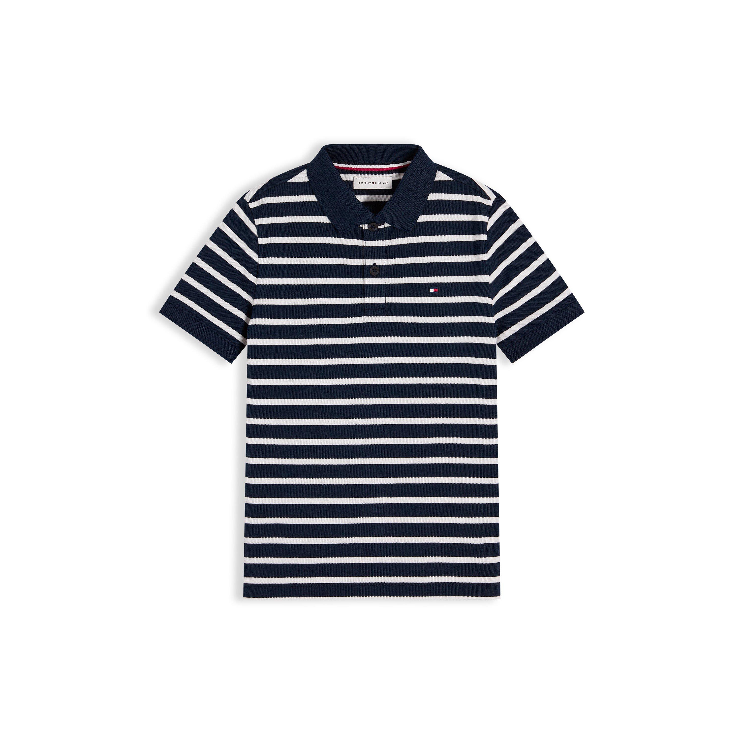 Tommy Hilfiger Boys Kids' Short Sleeve Polo Shirt - Navy Stripe 0A5 - 16Y