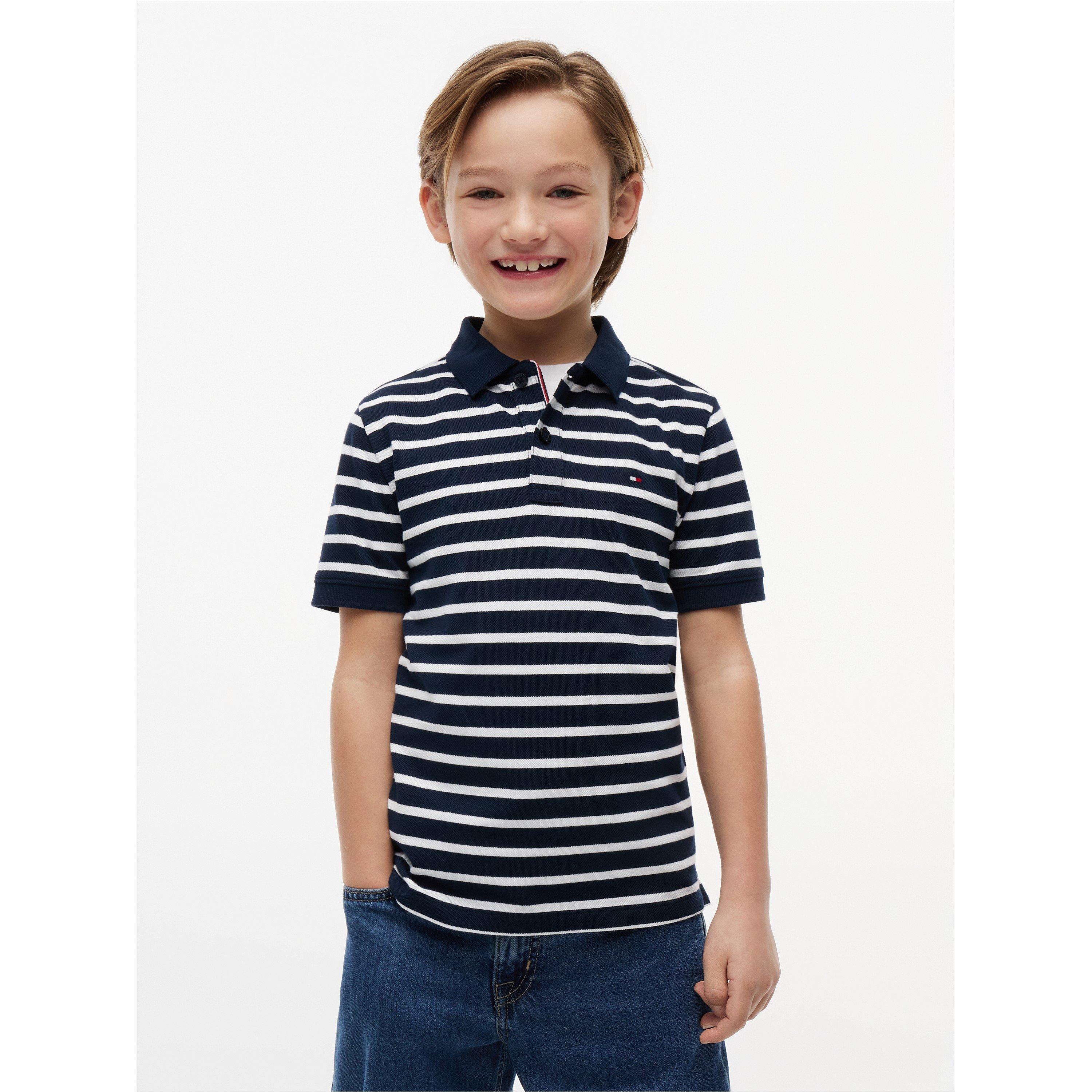 Navy Stripe 0A5 - Tommy Hilfiger - Kids' Short Sleeve Polo Shirt - 3