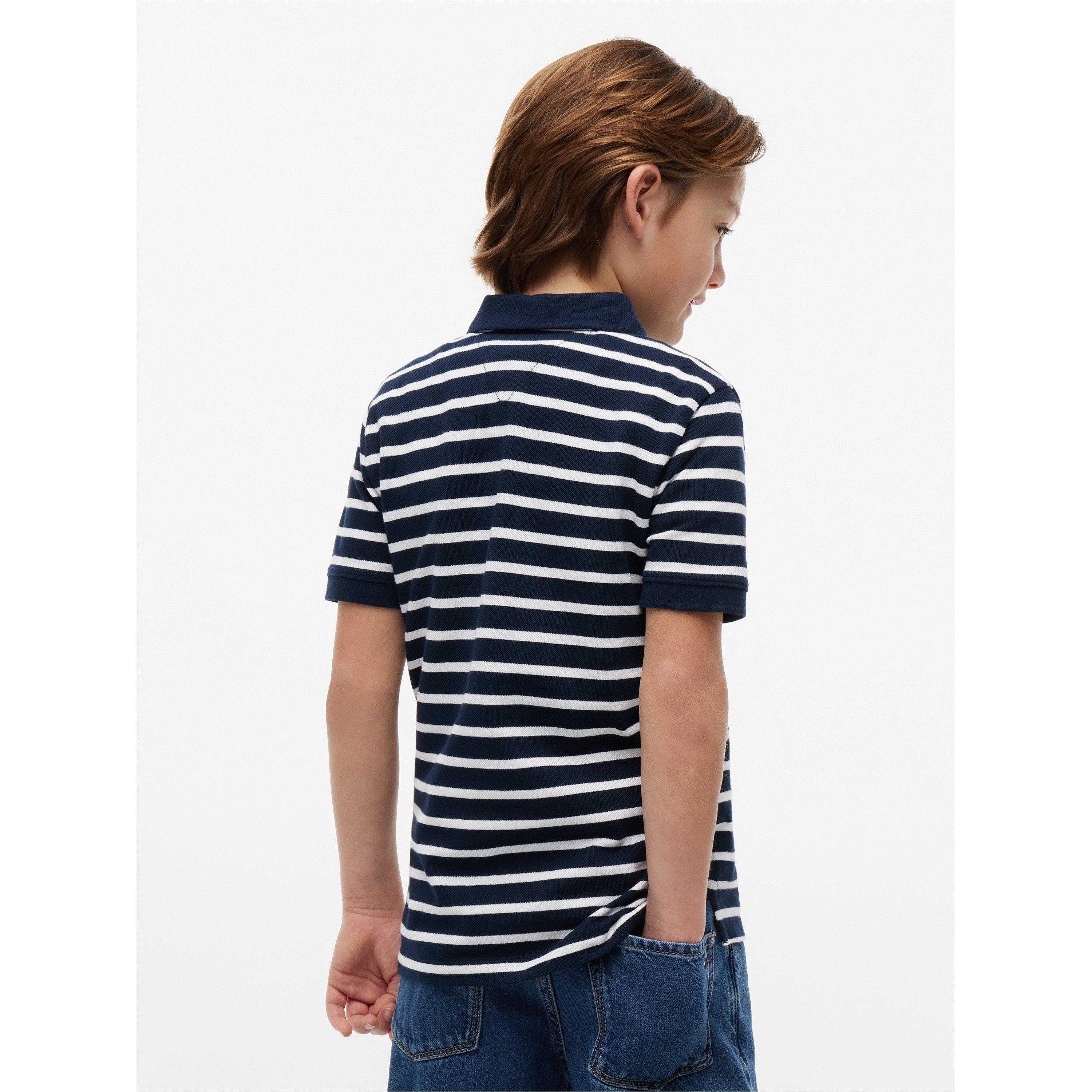 Navy Stripe 0A5 - Tommy Hilfiger - Kids' Short Sleeve Polo Shirt - 5