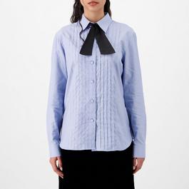 Gucci Twinsburg Bow Detailed Pintucked Cotton Shirt