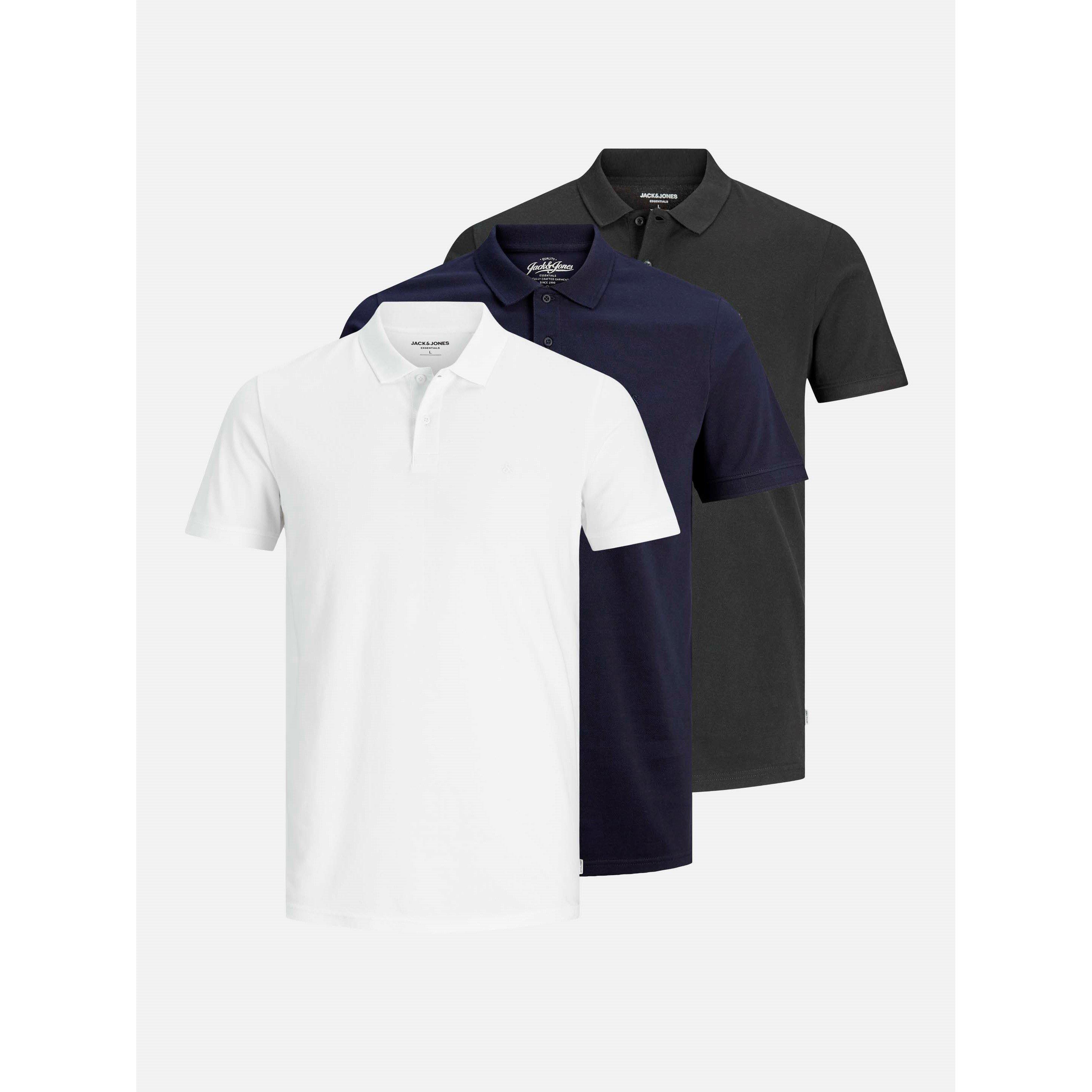 Jack And Jones Men's 3-Pack Basic Polo - Navy Blazer - XL