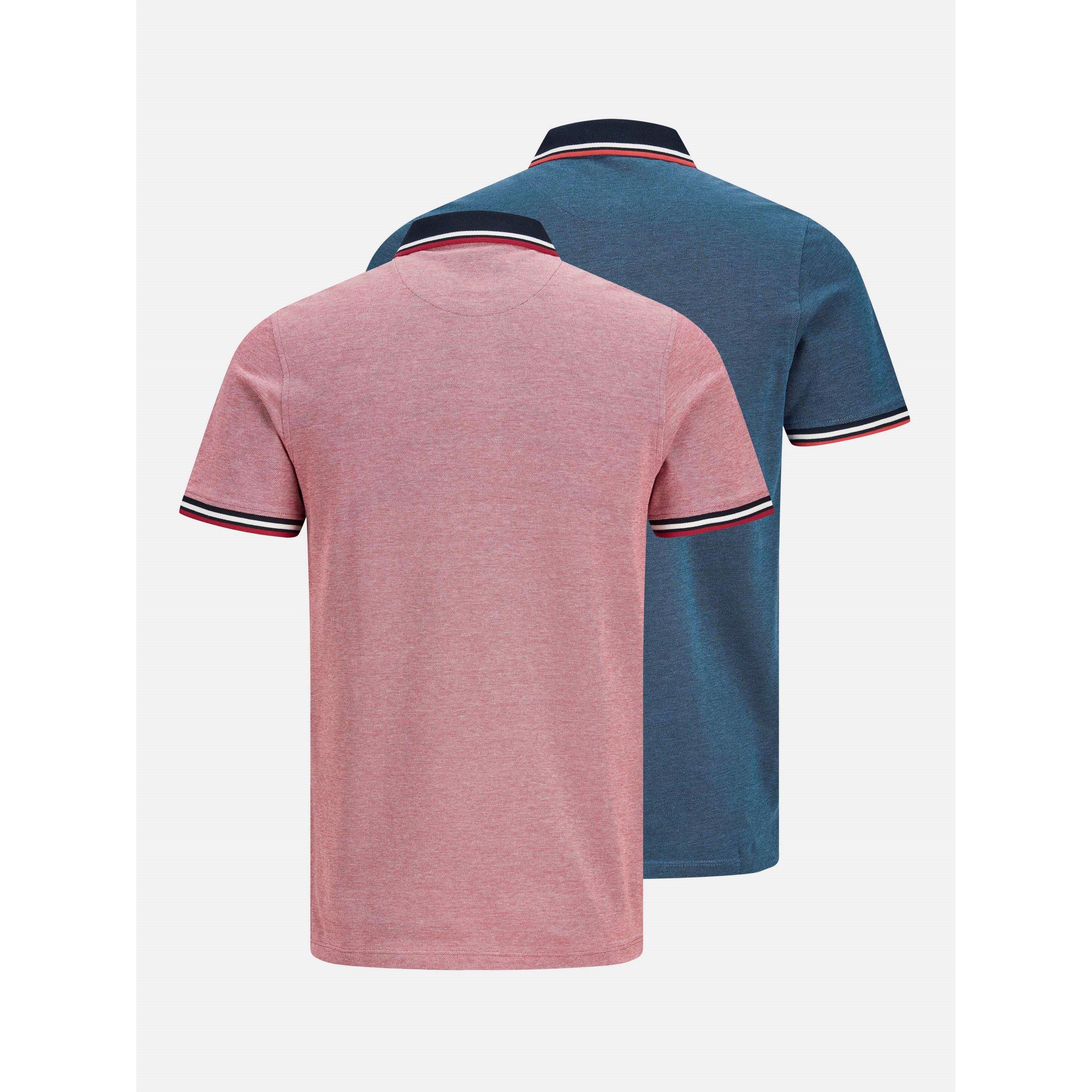Rio Red/Denim - Jack and Jones - Men's Paulos Pack Short Sleeve Polo Shirt - 2