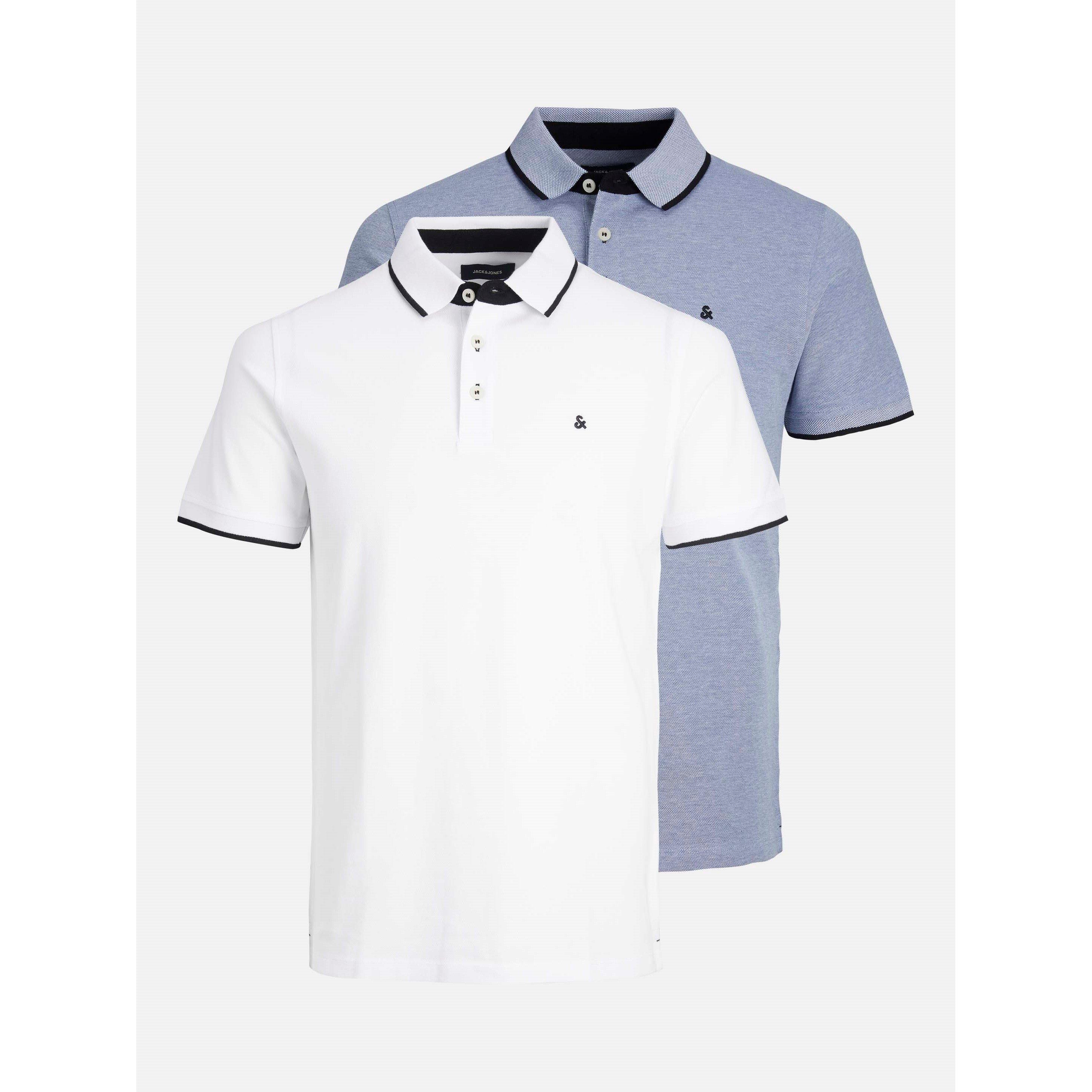 Cobalt/White - Jack and Jones - Men's Paulos Pack Short Sleeve Polo Shirt - 1