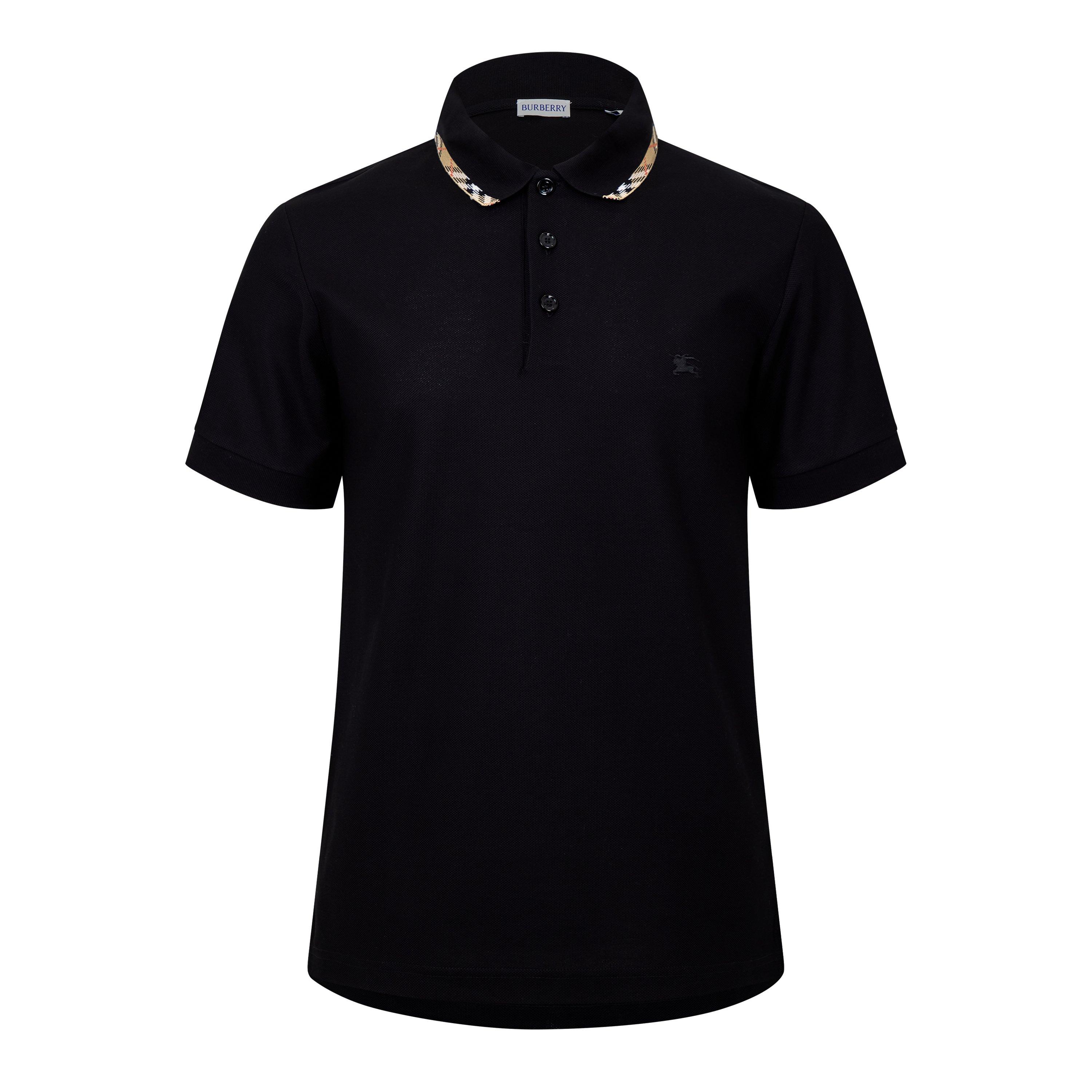 Black - Burberry - Men's Short Sleeve Polo Shirt - 1
