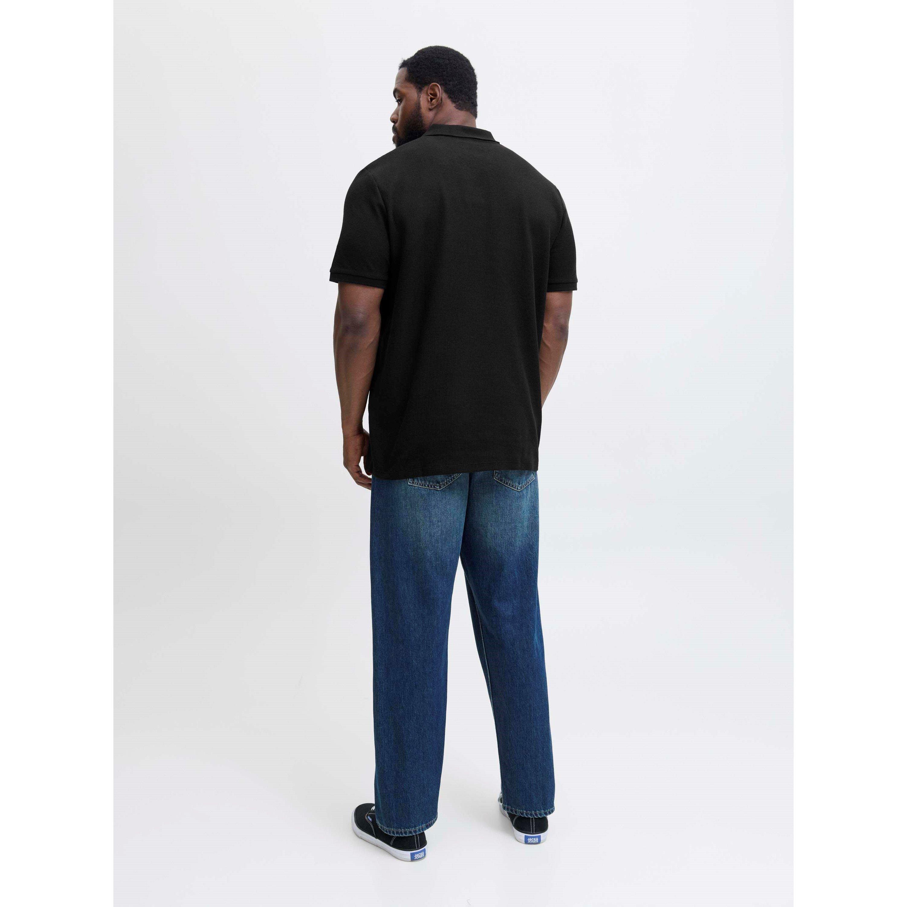 Black - Jack and Jones - Austin Zip Polo Plus Size Mens - 3