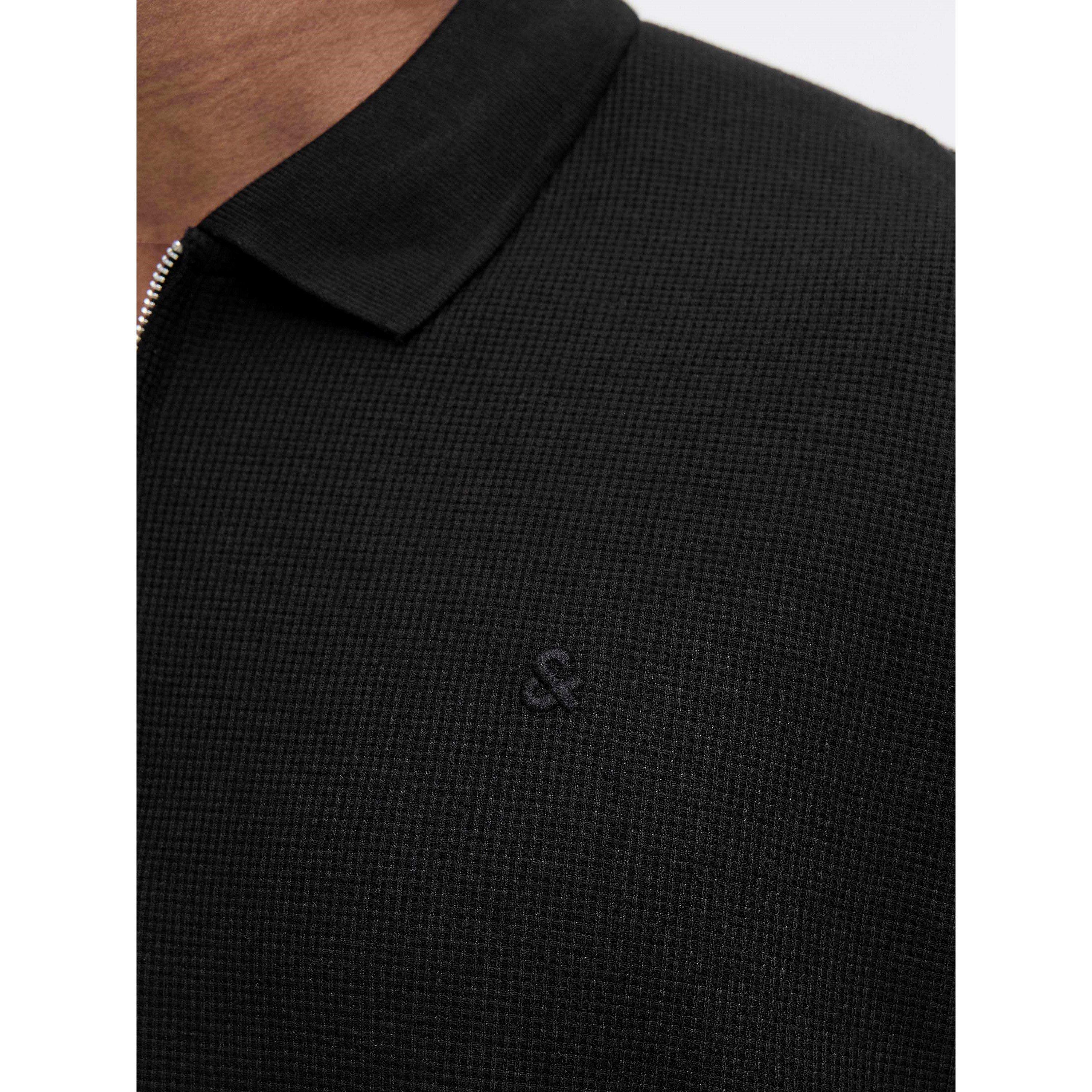 Black - Jack and Jones - Austin Zip Polo Plus Size Mens - 4