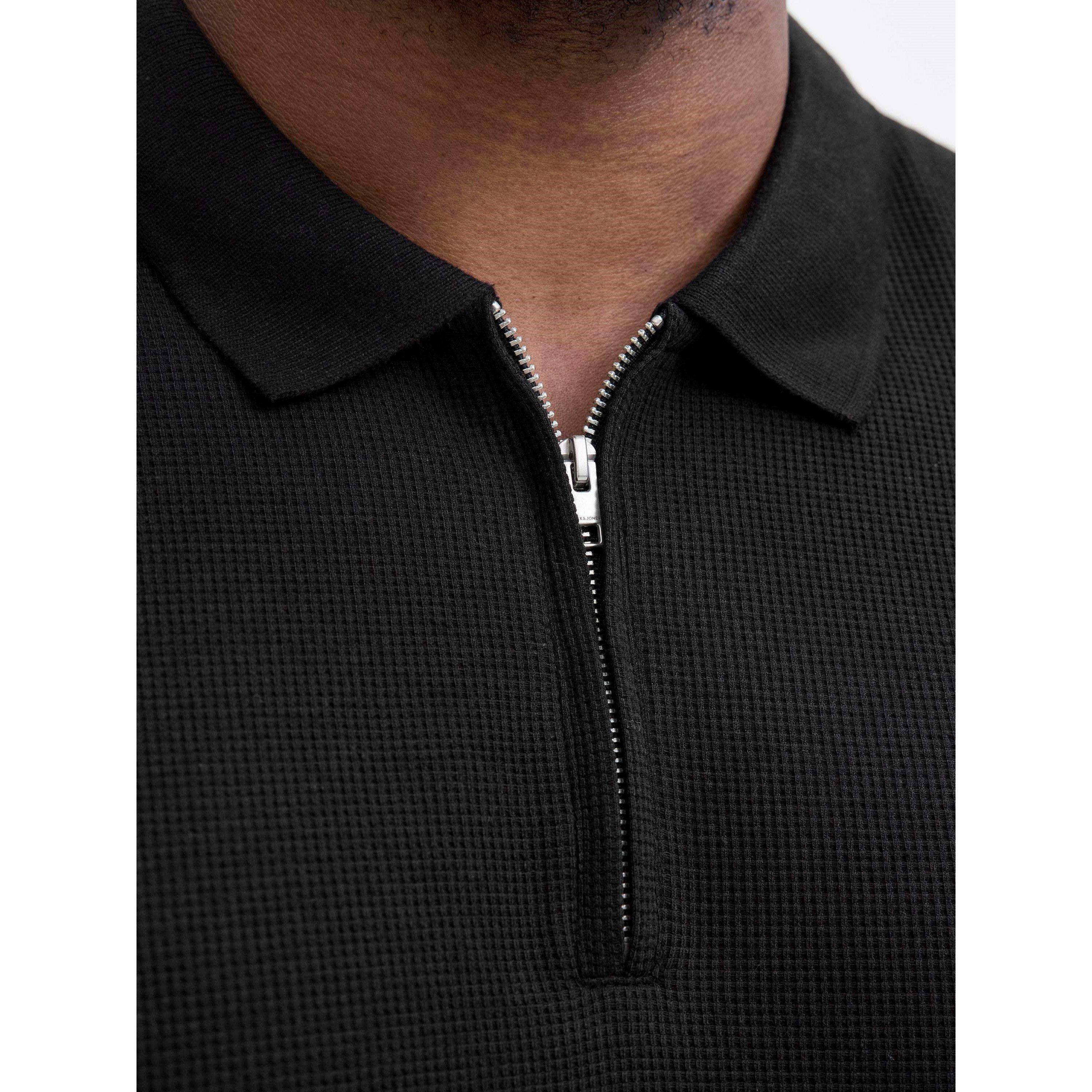 Black - Jack and Jones - Austin Zip Polo Plus Size Mens - 5