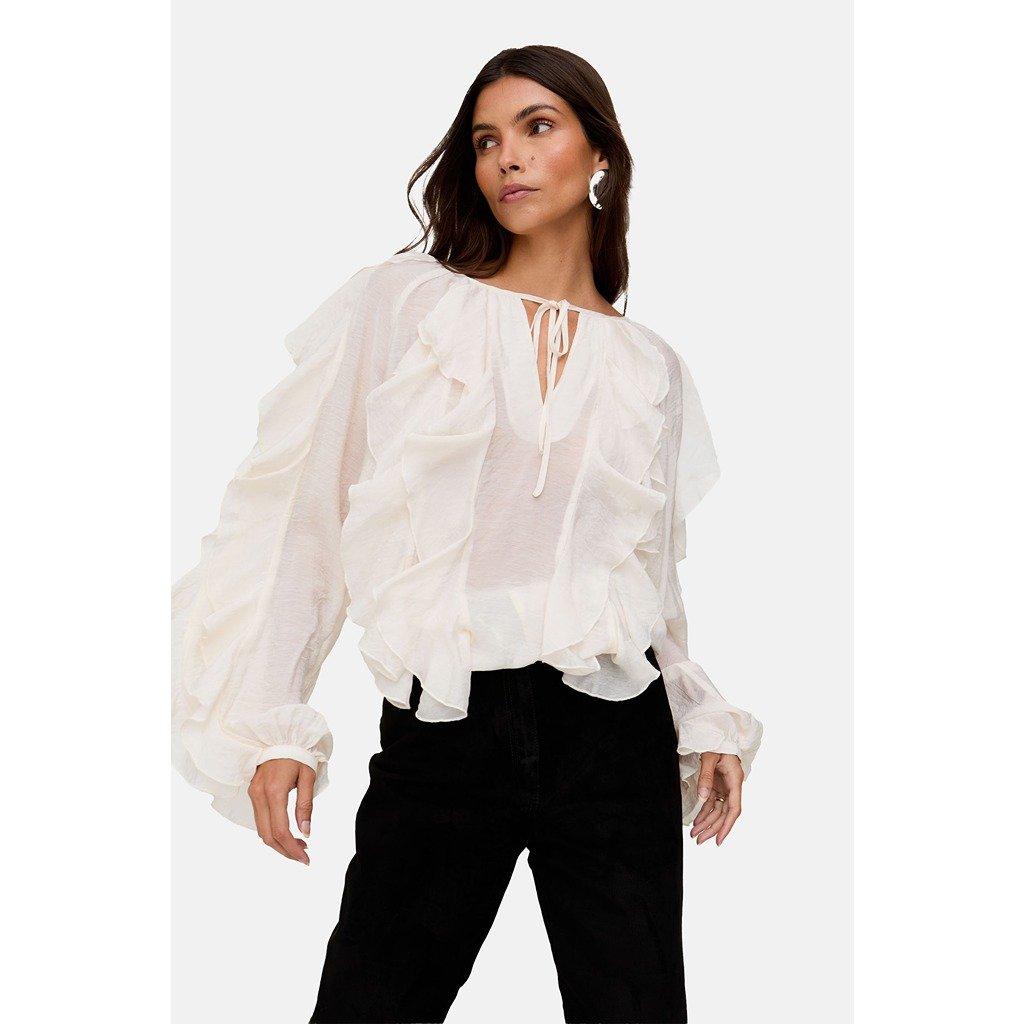 Neutral - Lily and Lionel - Lily Sophie All Over Ruffle Blouse In Cream - 1