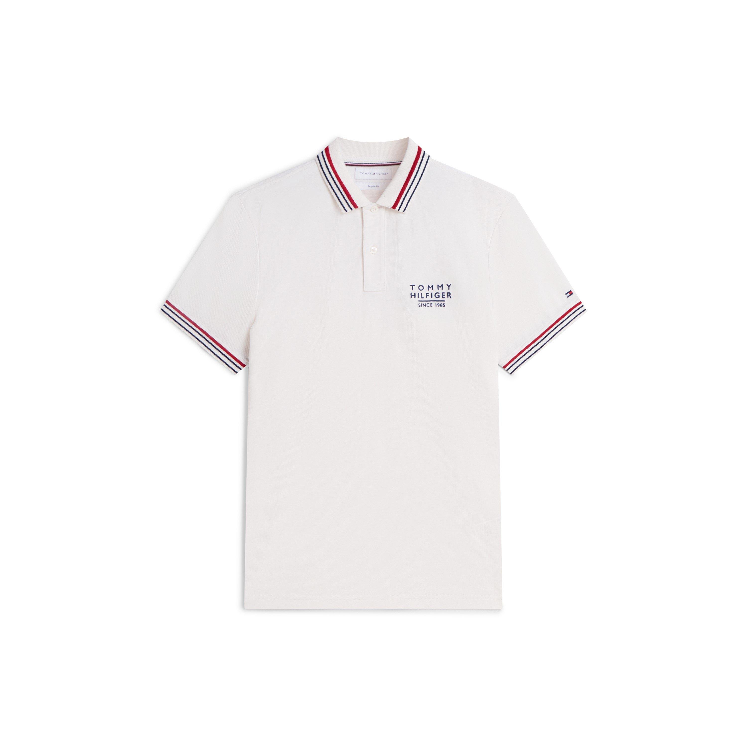 Tommy Hilfiger Men's Short Sleeve Polo Shirt - Ivory Petal - L