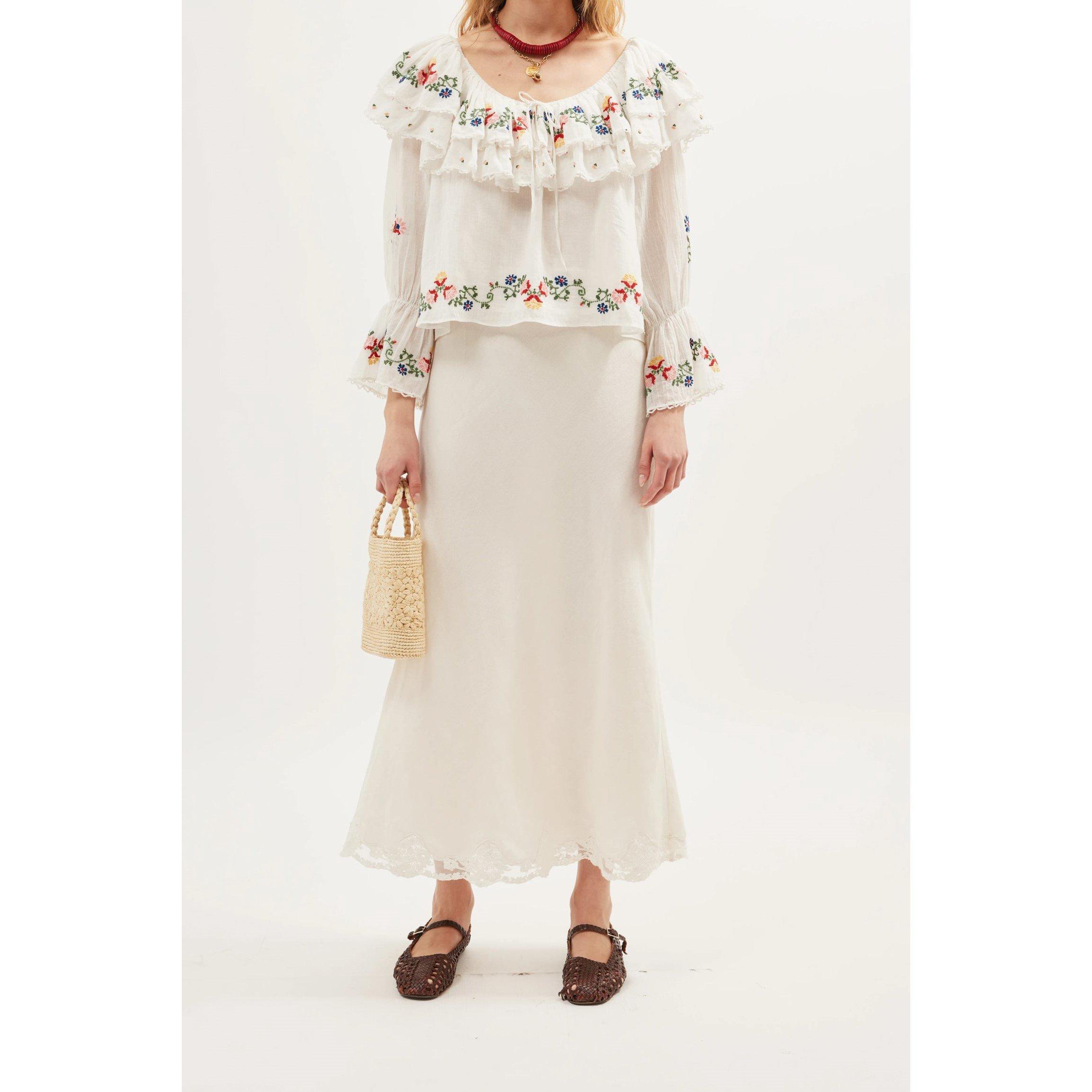 Lilia Ivory - RIXO - Women's Maurine Long Sleeve Blouse