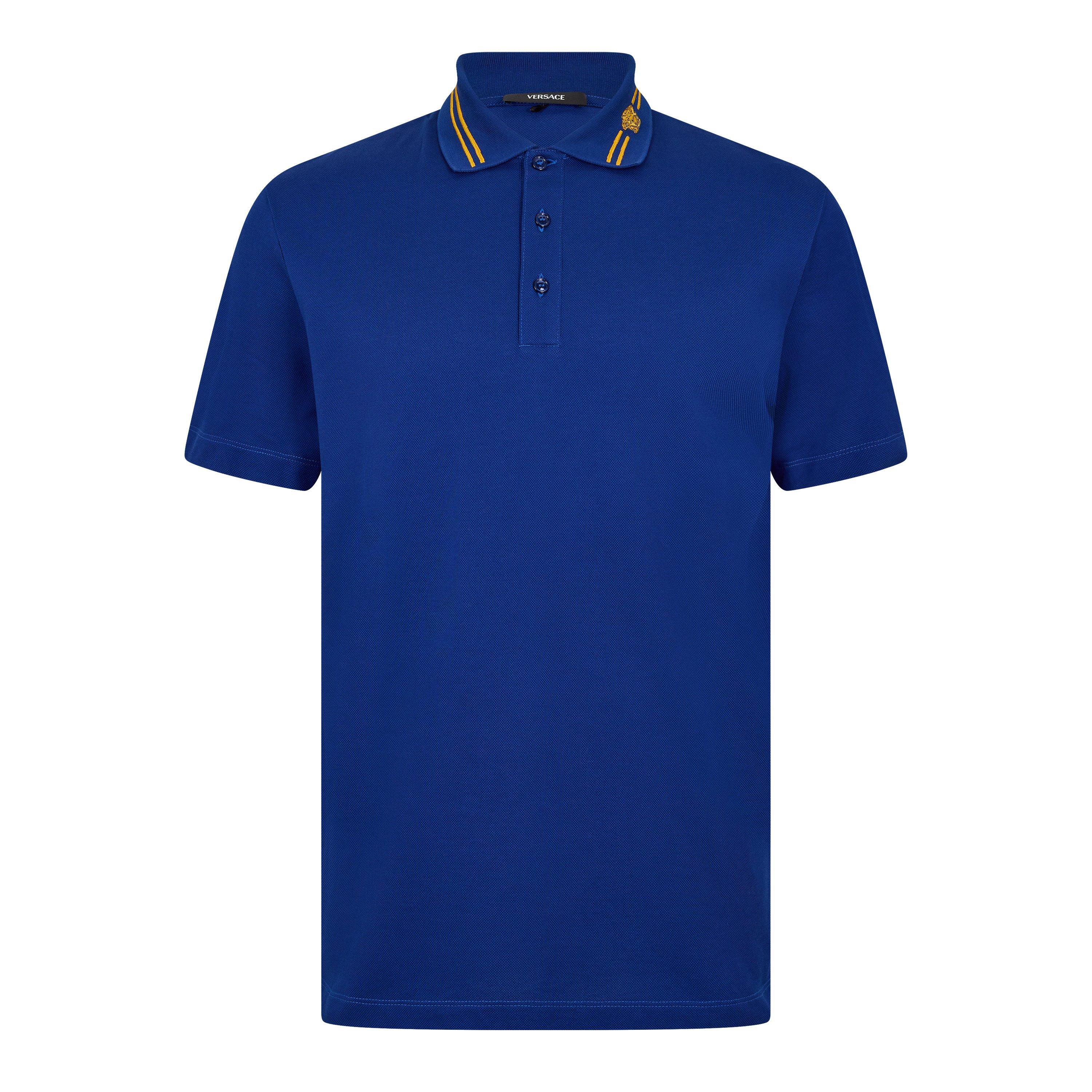 Midnight Blue - Versace - Men's Medusa Short Sleeve Polo Shirt - 1