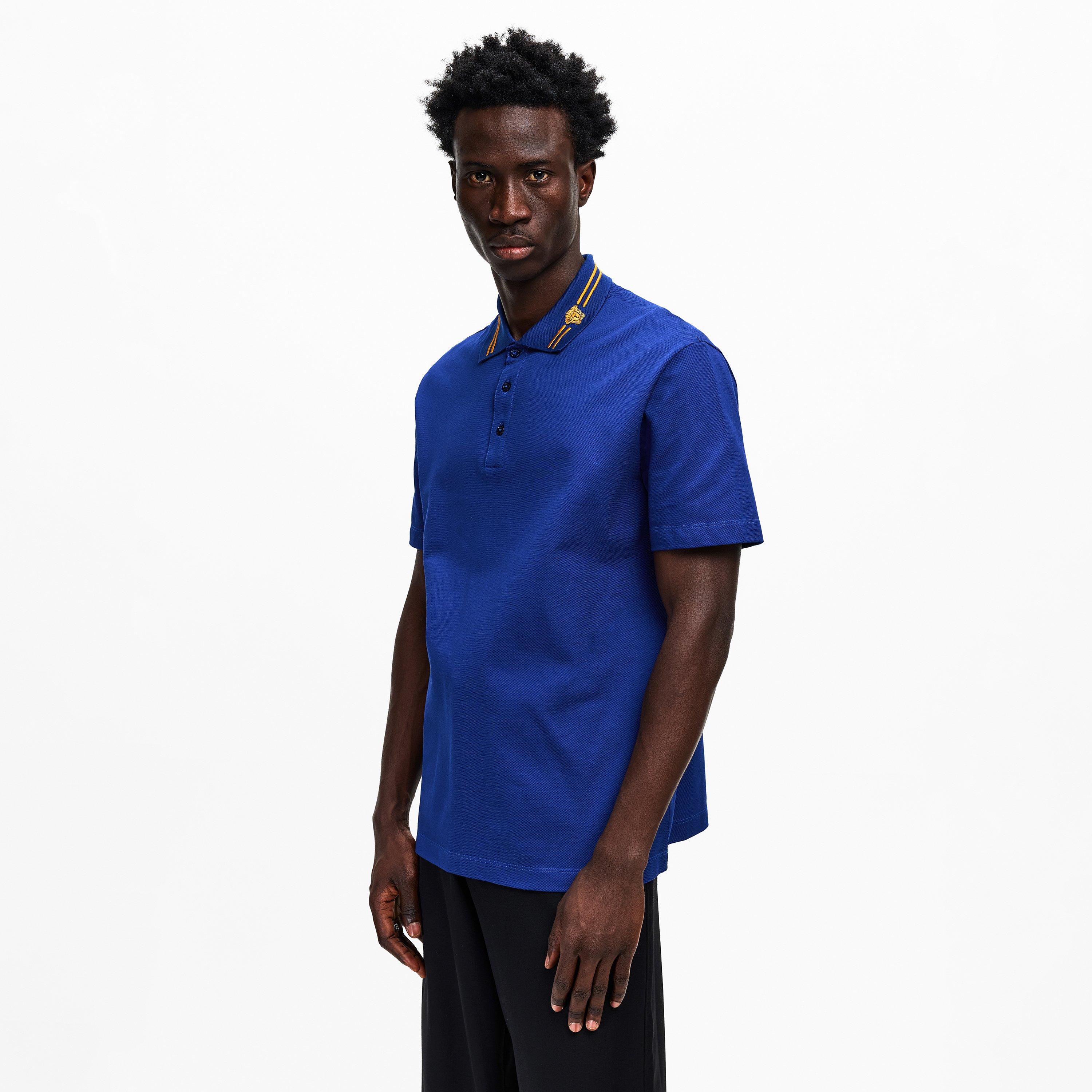 Midnight Blue - Versace - Men's Medusa Short Sleeve Polo Shirt - 3