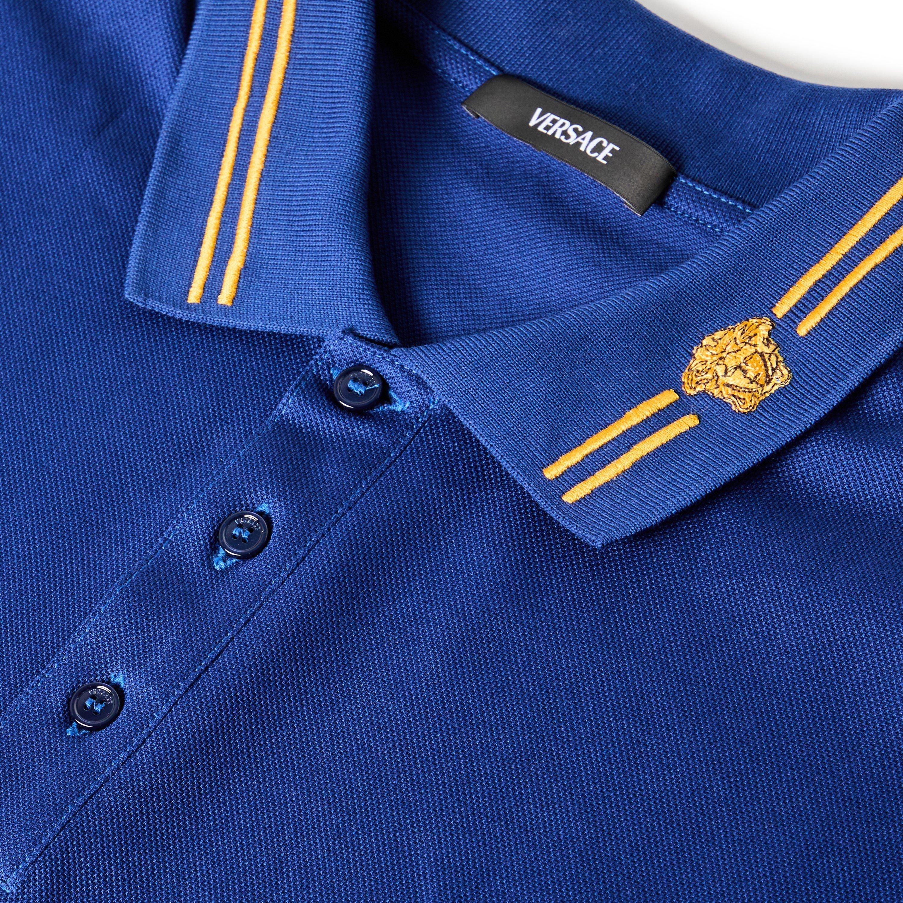 Midnight Blue - Versace - Men's Medusa Short Sleeve Polo Shirt - 5