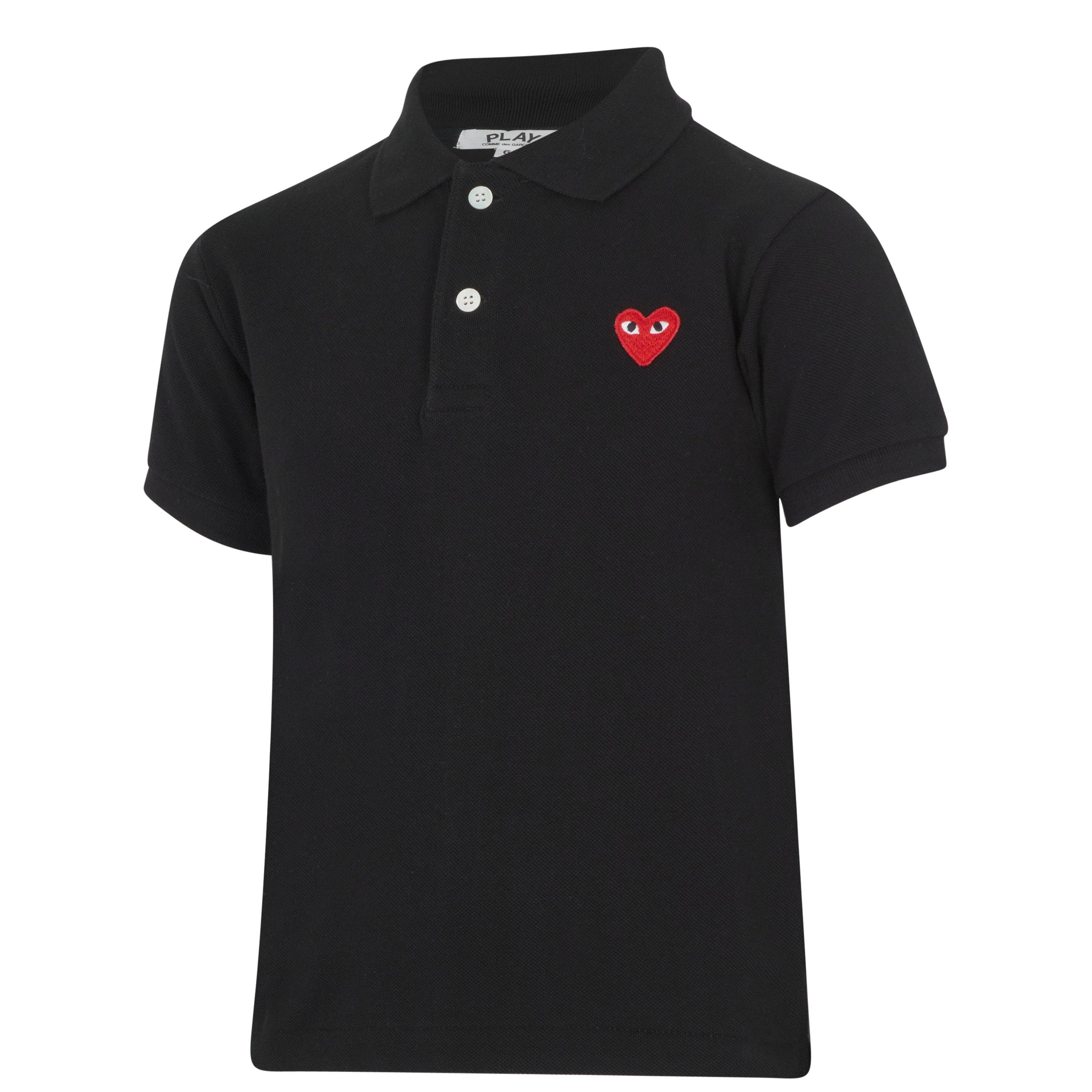 Black 1 - Comme des Garcons PLAY - Peeping Heart Polo Shirt Junior - 3
