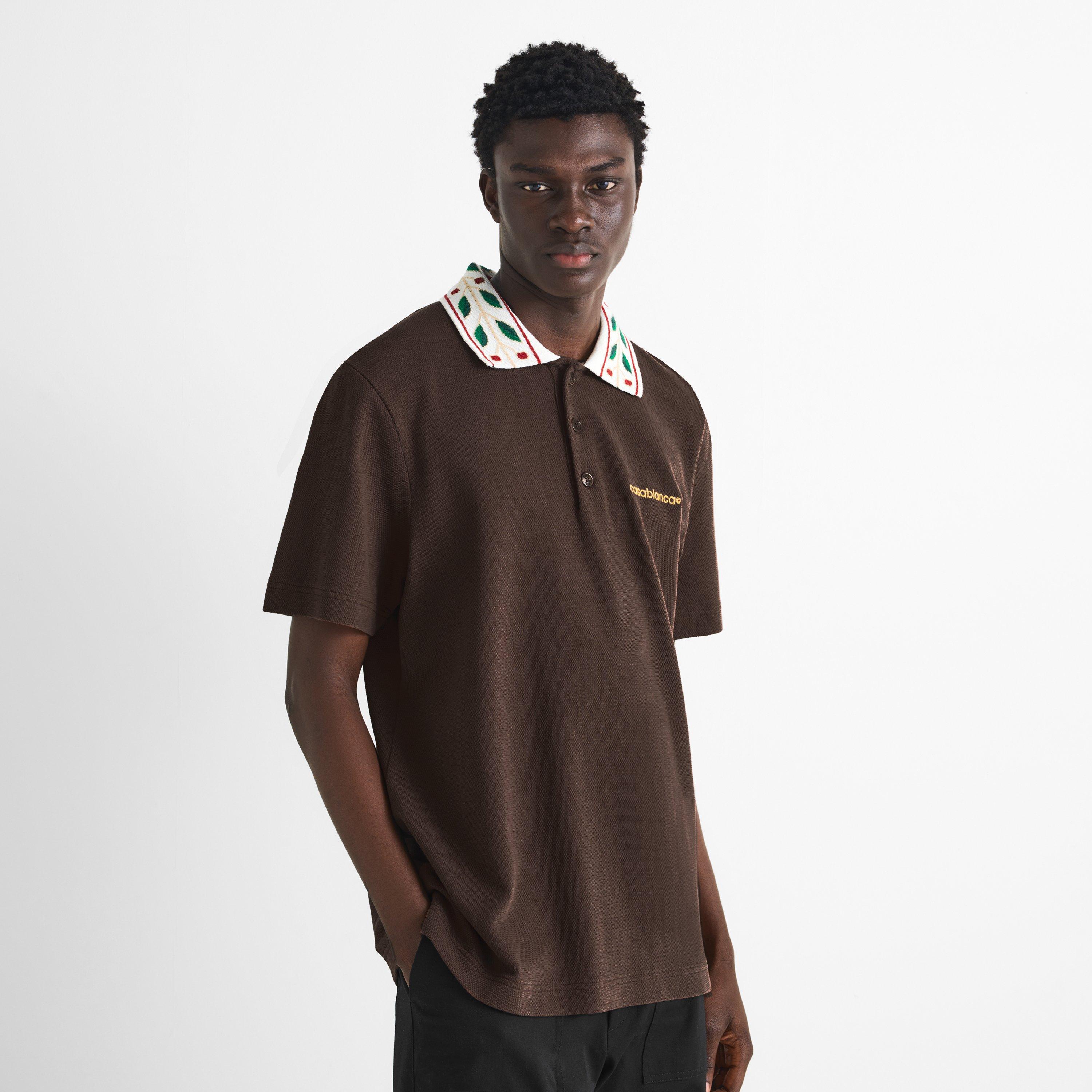 Brown - Casablanca - Men's Laurel Organic Cotton Short-Sleeve Polo Shirt - 3