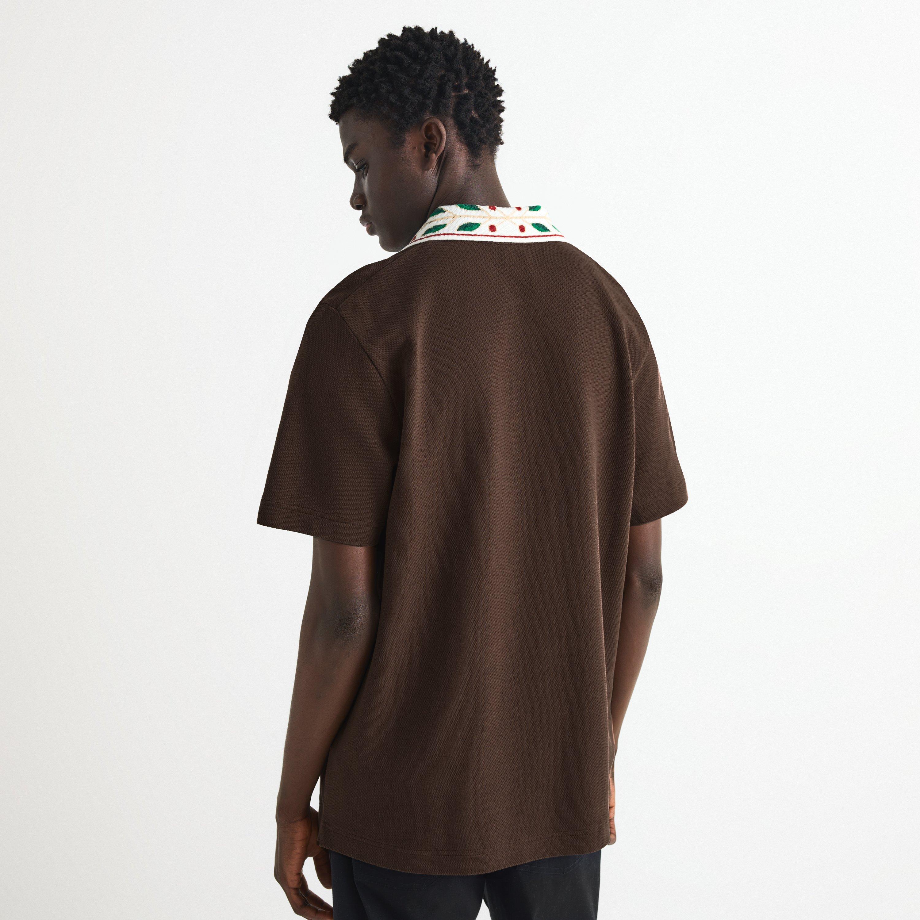 Brown - Casablanca - Men's Laurel Organic Cotton Short-Sleeve Polo Shirt - 4