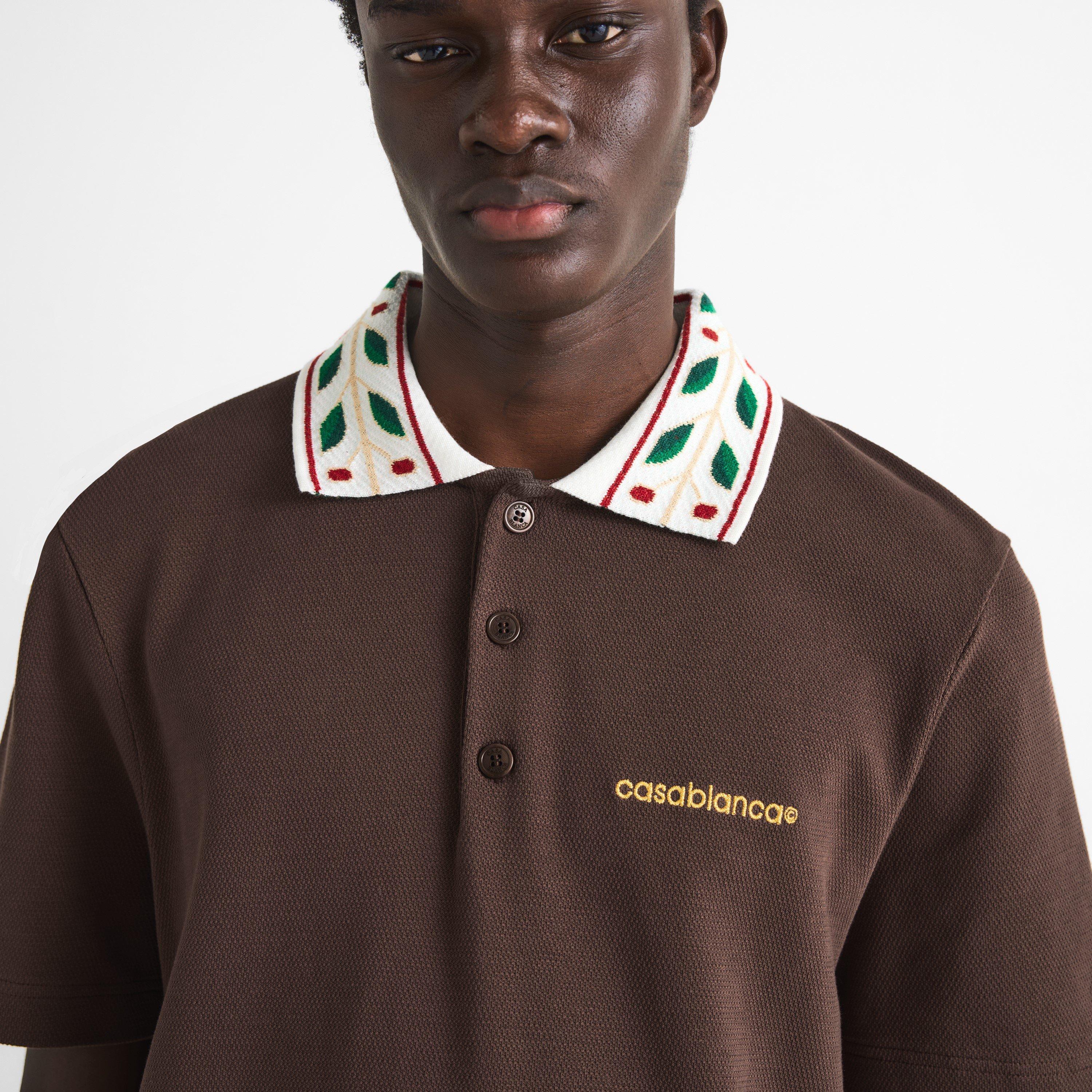 Brown - Casablanca - Men's Laurel Organic Cotton Short-Sleeve Polo Shirt - 5