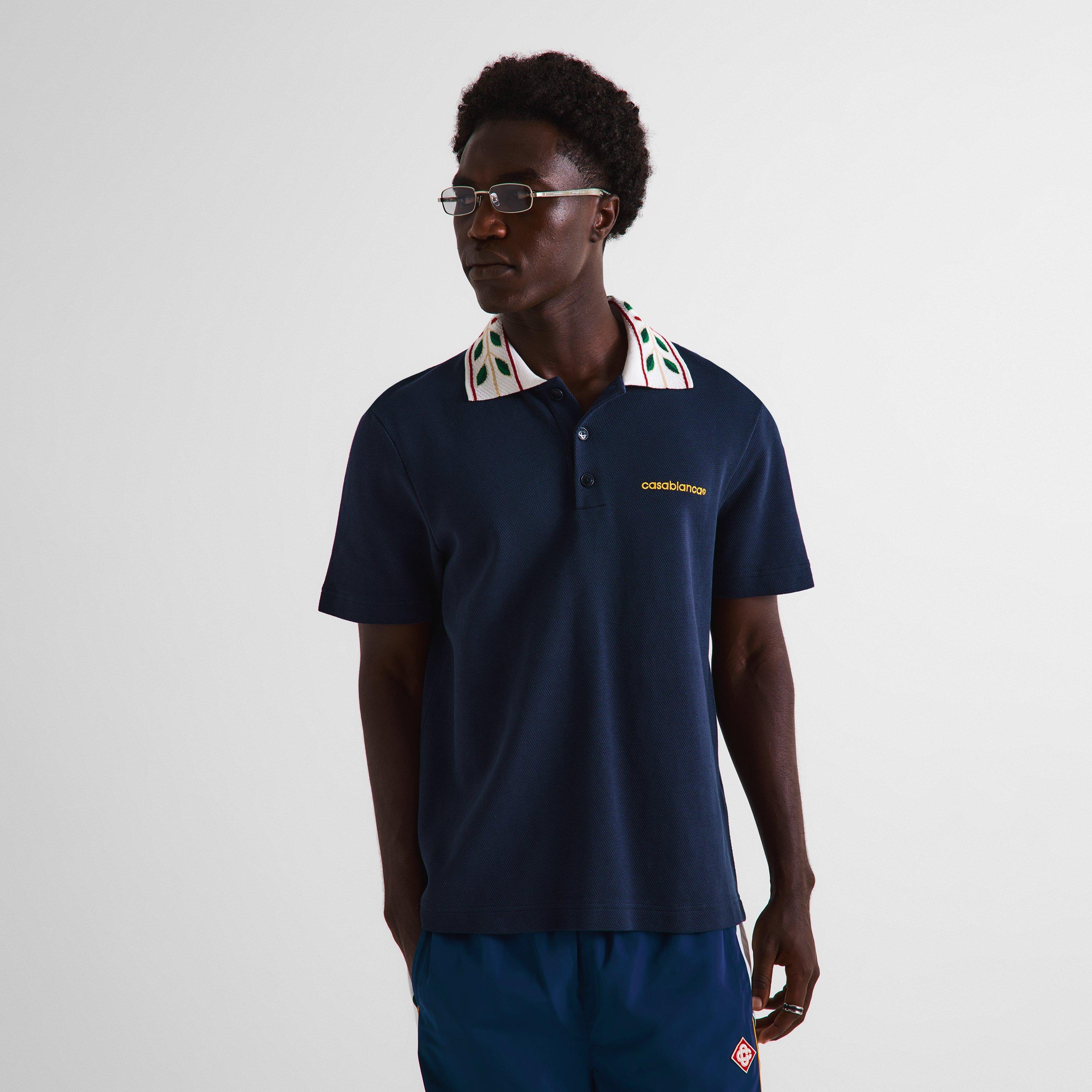 Navy - Casablanca - Men's Laurel Organic Cotton Short-Sleeve Polo Shirt - 3