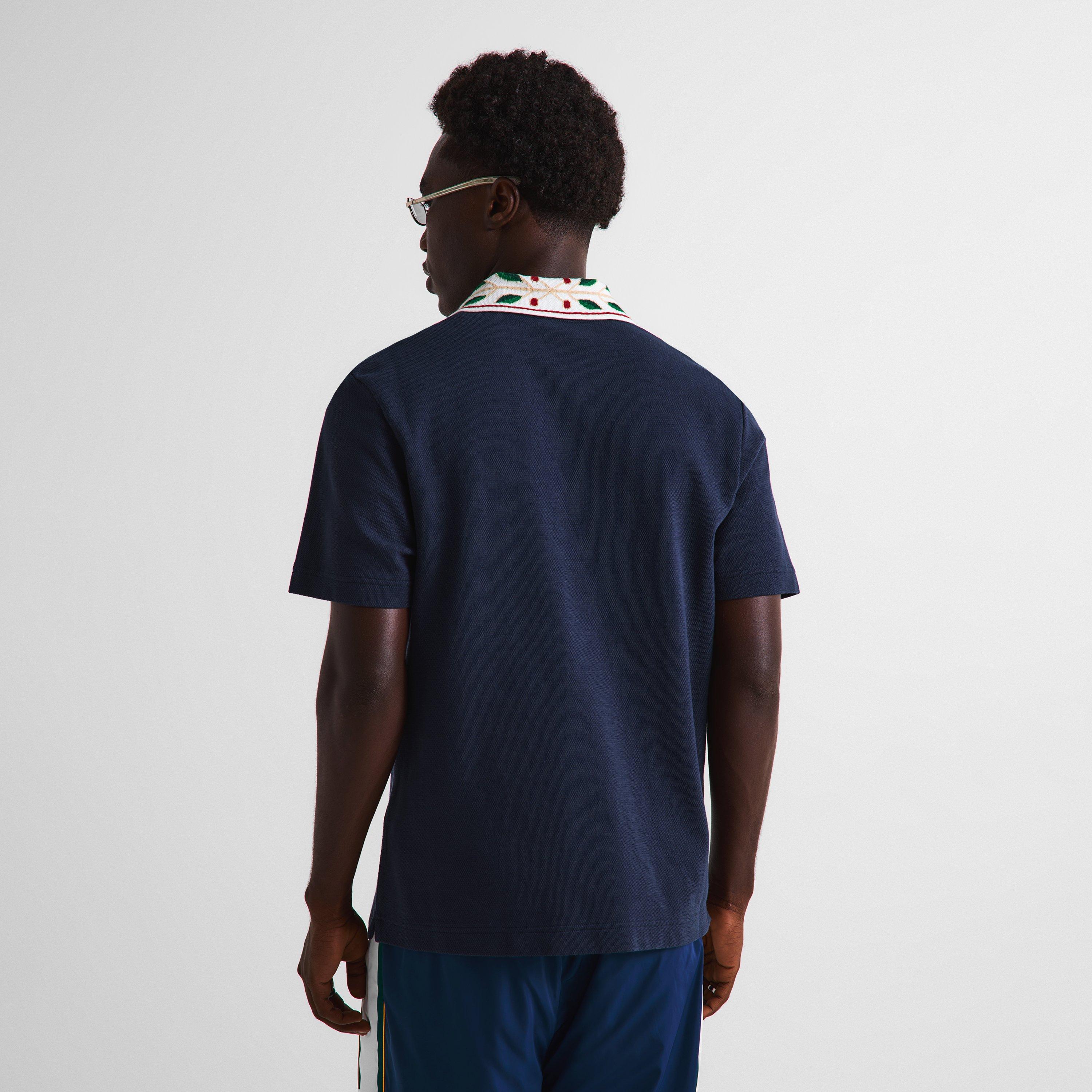 Navy - Casablanca - Men's Laurel Organic Cotton Short-Sleeve Polo Shirt - 4