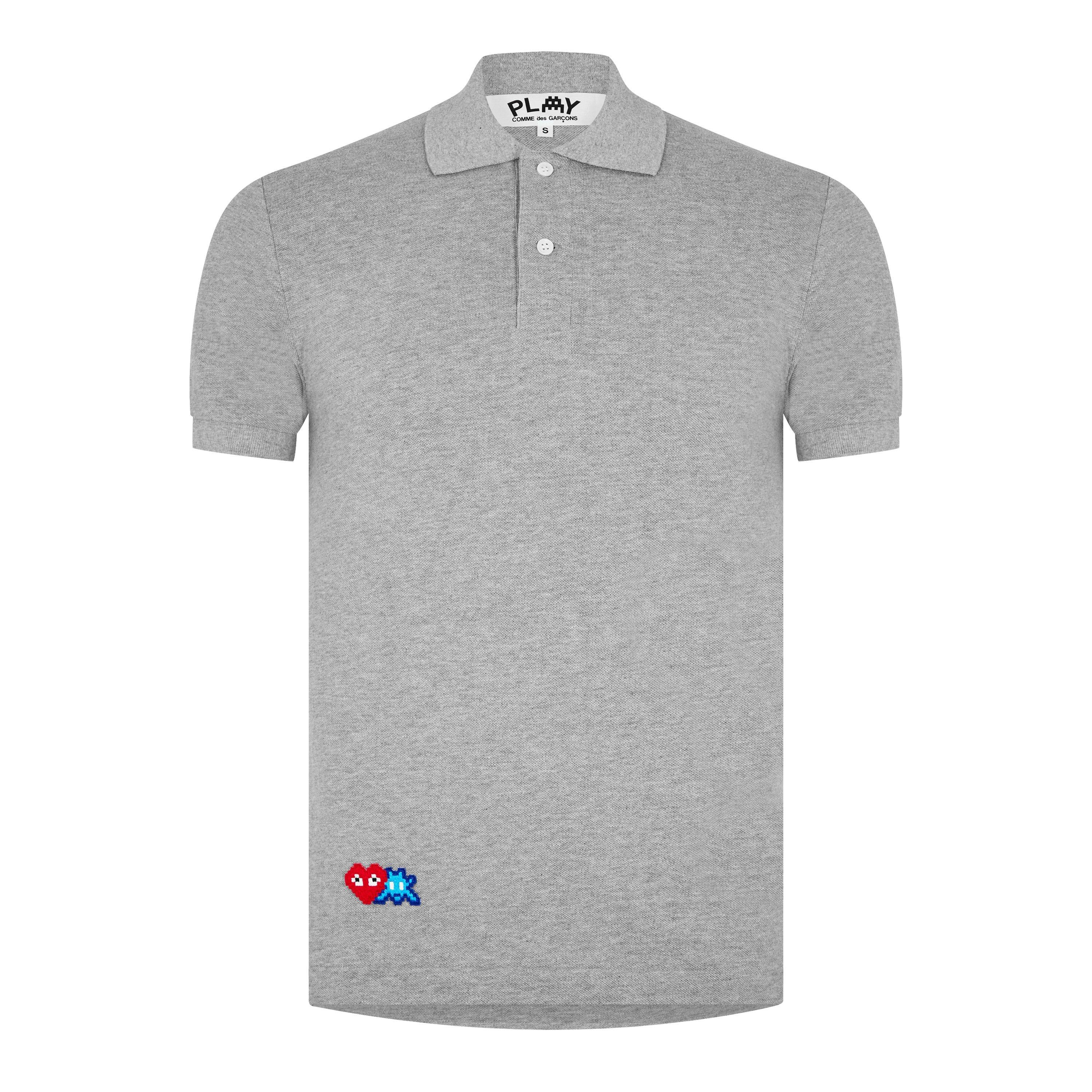 Grey 2 - Comme des Garcons PLAY - Space Heart Polo Shirt - 1