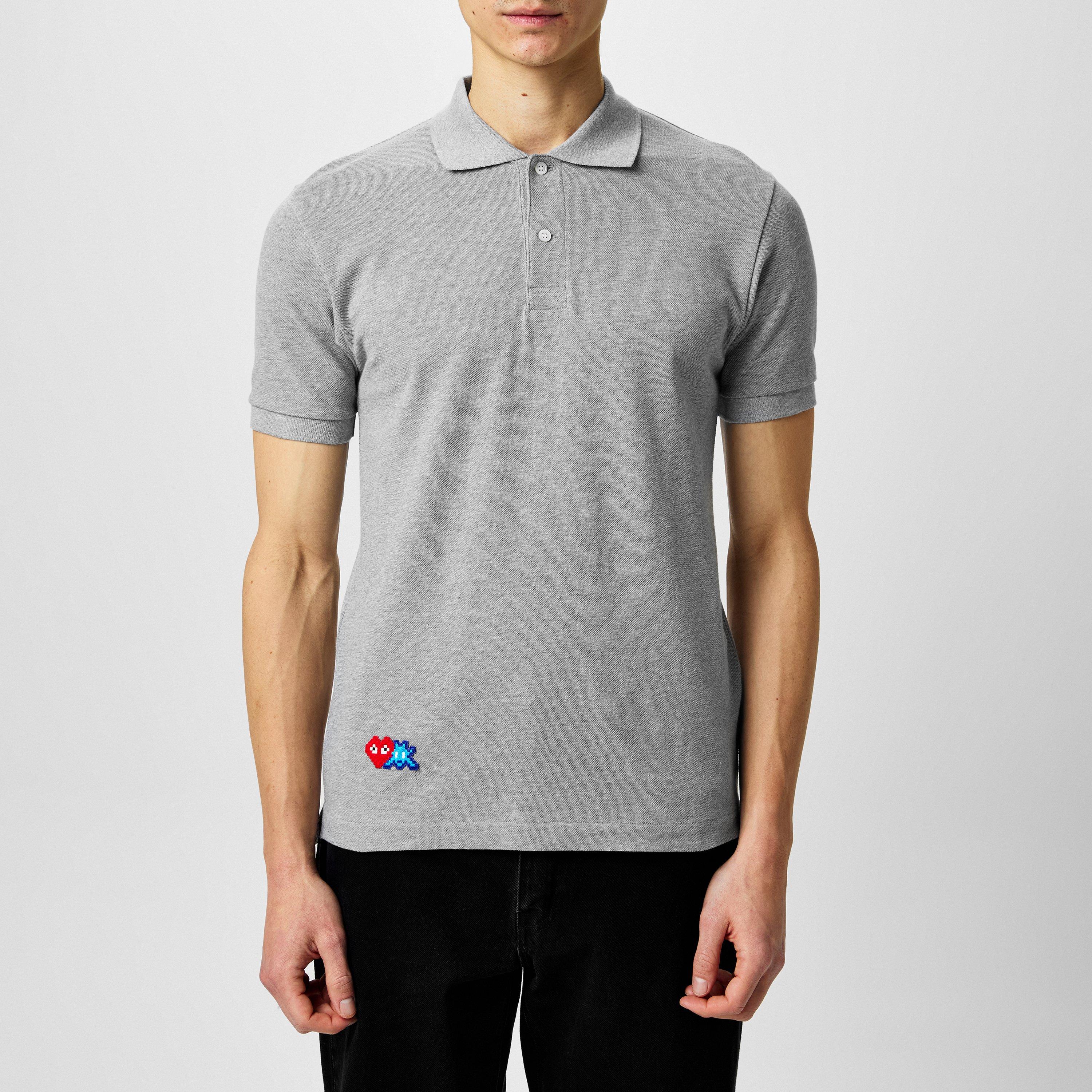 Grey 2 - Comme des Garcons PLAY - Space Heart Polo Shirt - 3