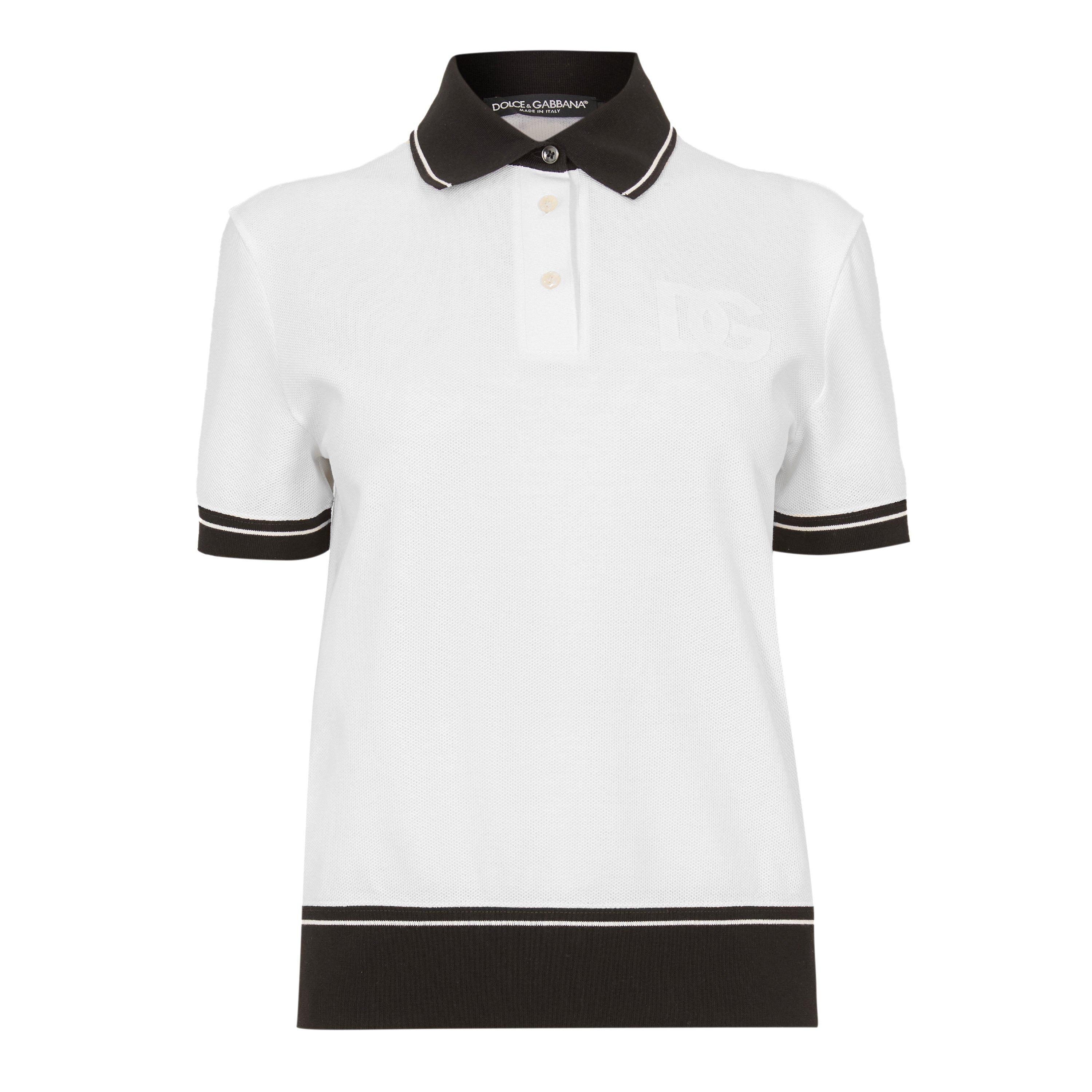 Dolce and Gabbana DG Polo Shirt Ld61 - Bianco Ottico - Size 14 (L)