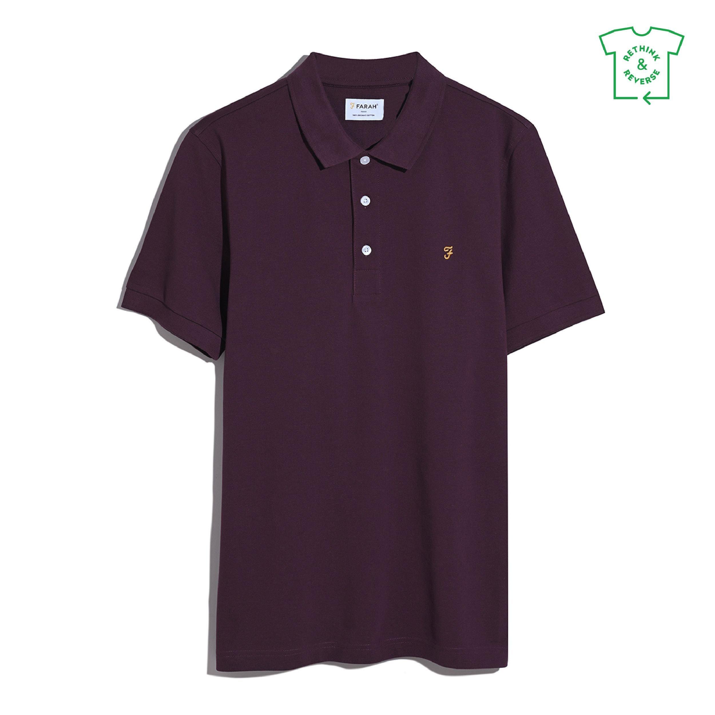 Farah Men's Short Sleeve Polo Shirt - Burgundy 507 - Medium