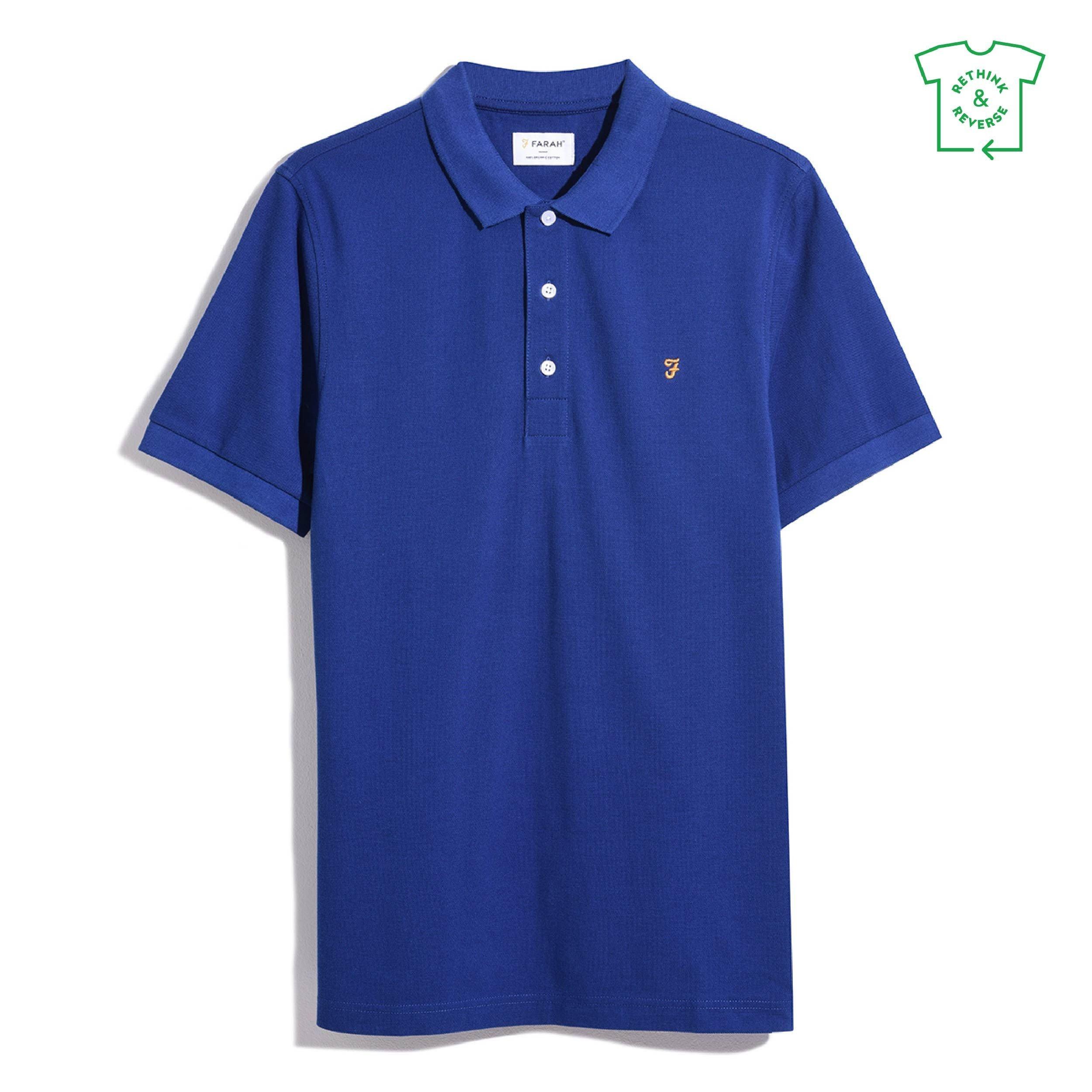 Farah Men's Short Sleeve Polo Shirt - Blue Peony 492 - Large