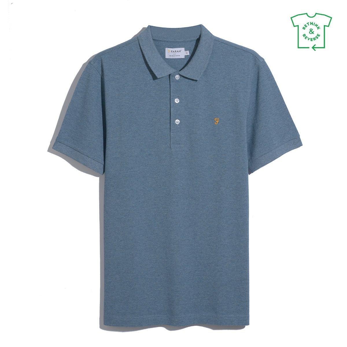 Farah Men's Short Sleeve Polo Shirt - Blue Tide 401 - Large