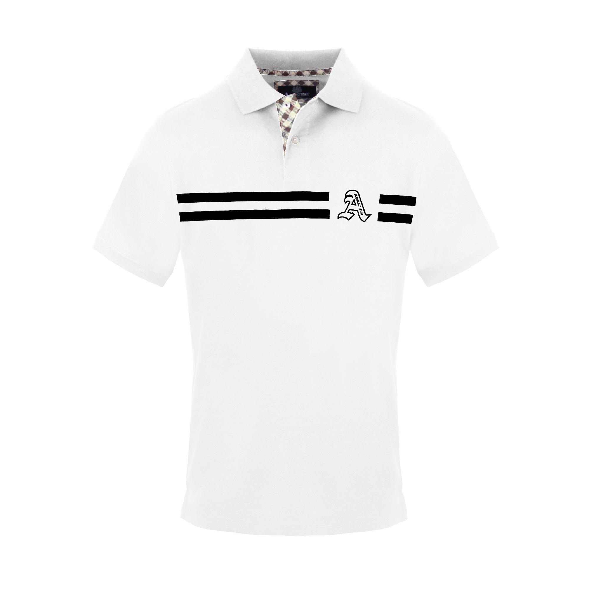 Aquascutum Men's Polo Short Sleeve Polo Shirt - White - Large