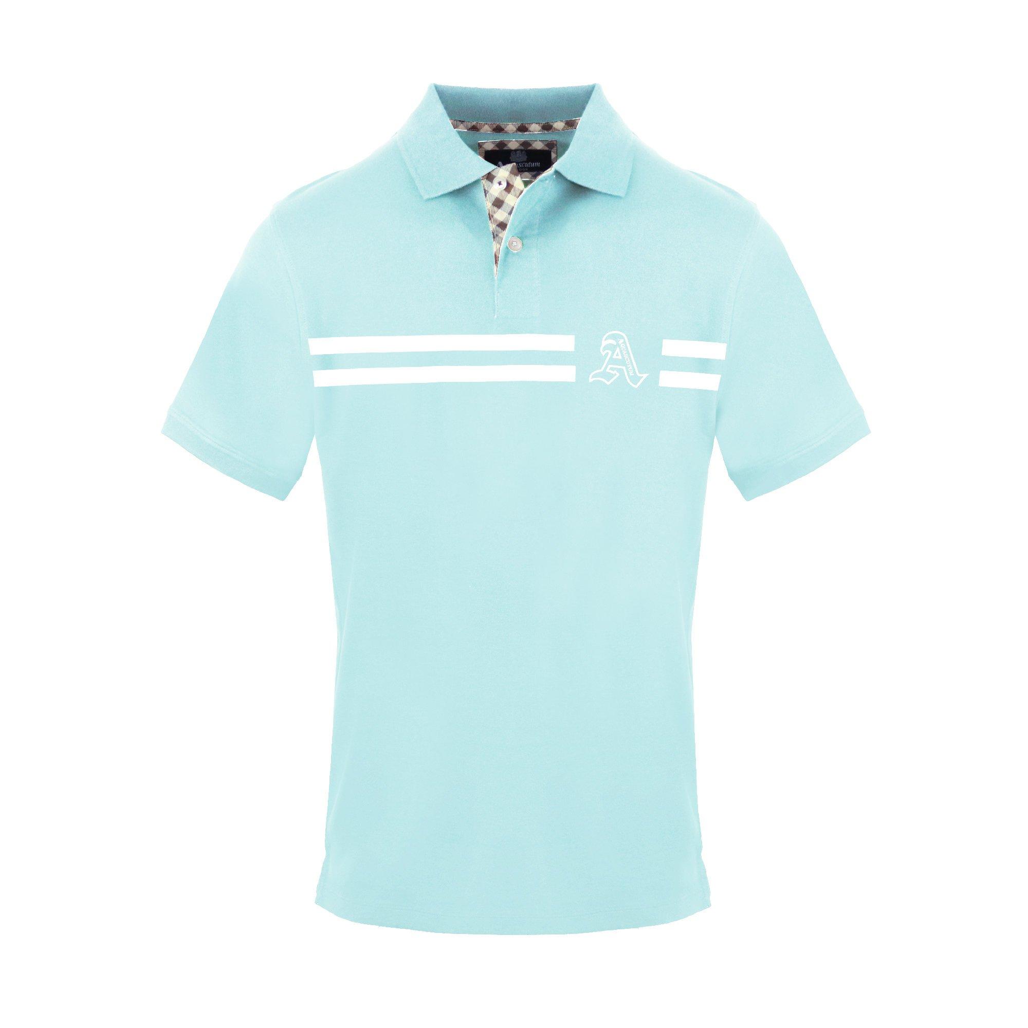 Aquascutum Men's Polo Short Sleeve Polo Shirt - Skyblue - Medium