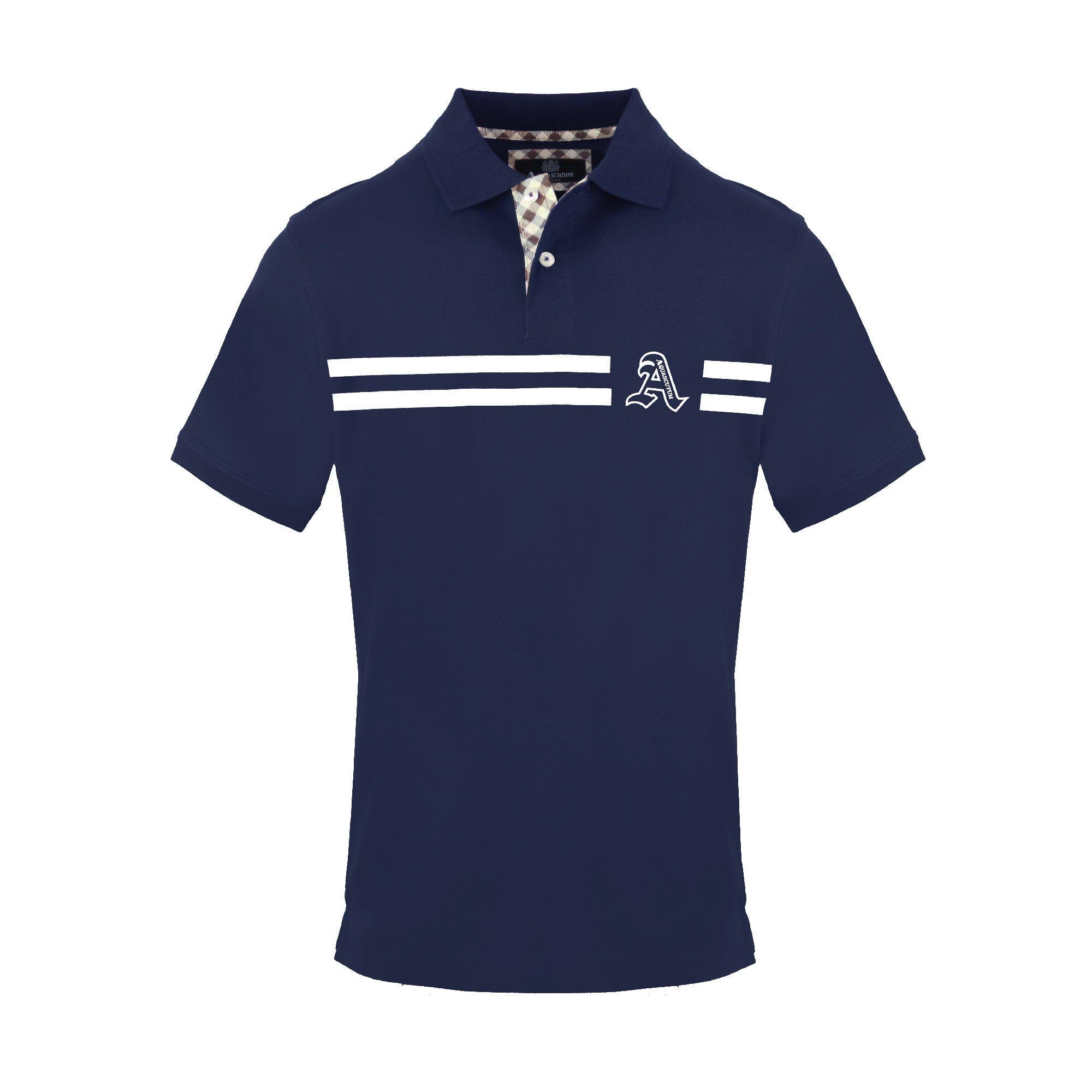 Aquascutum Men's Polo Short Sleeve Polo Shirt - Navy - Medium