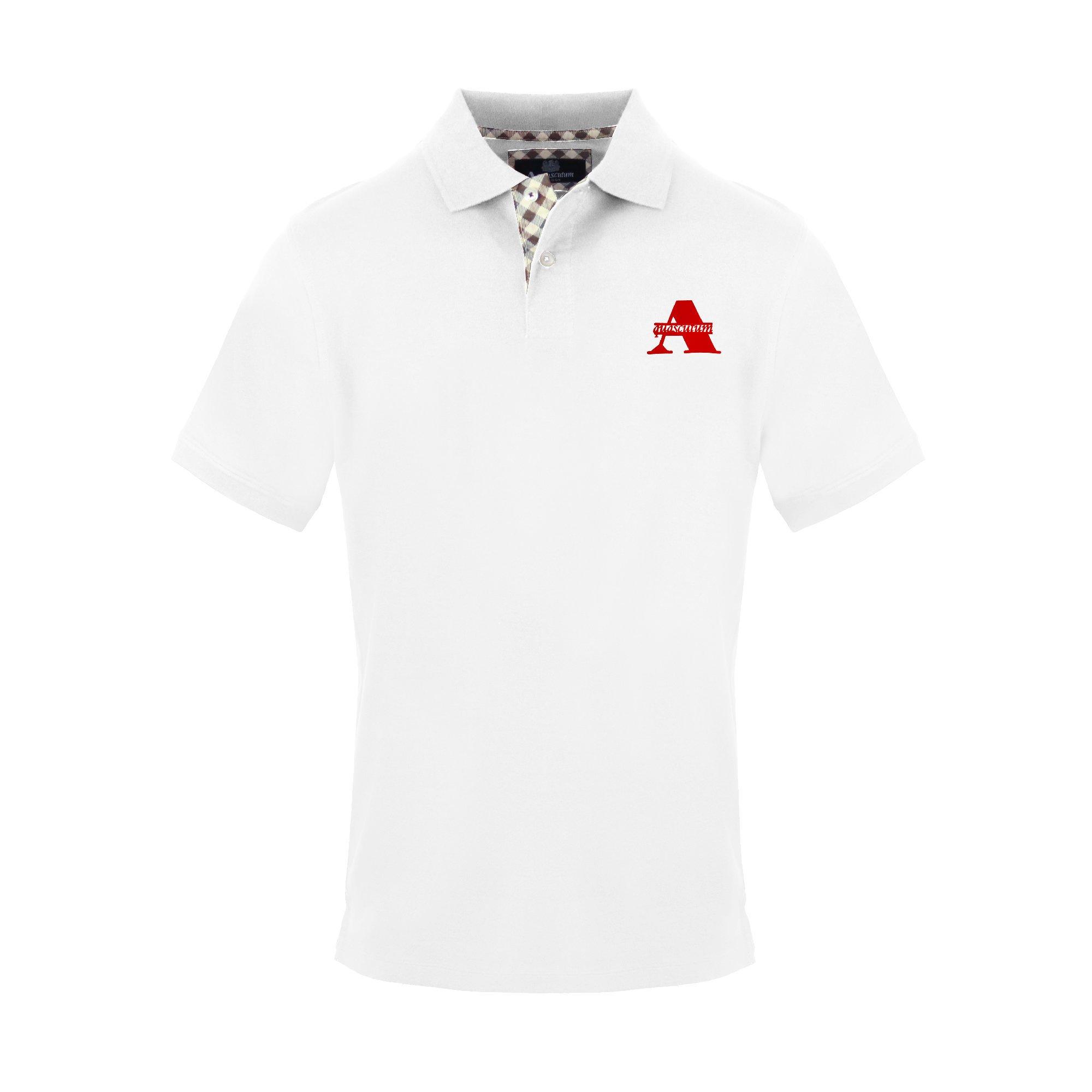 Aquascutum Men's Polo Short Sleeve Polo Shirt - White - Medium