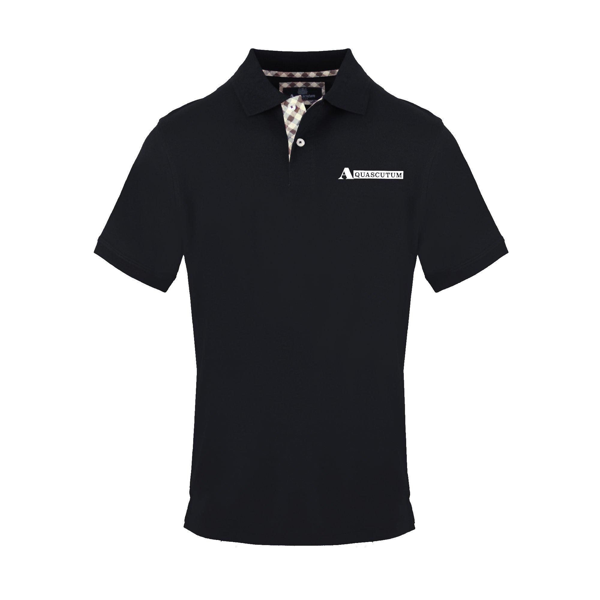 Aquascutum Men's Polo Short Sleeve Polo Shirt - Black - Medium