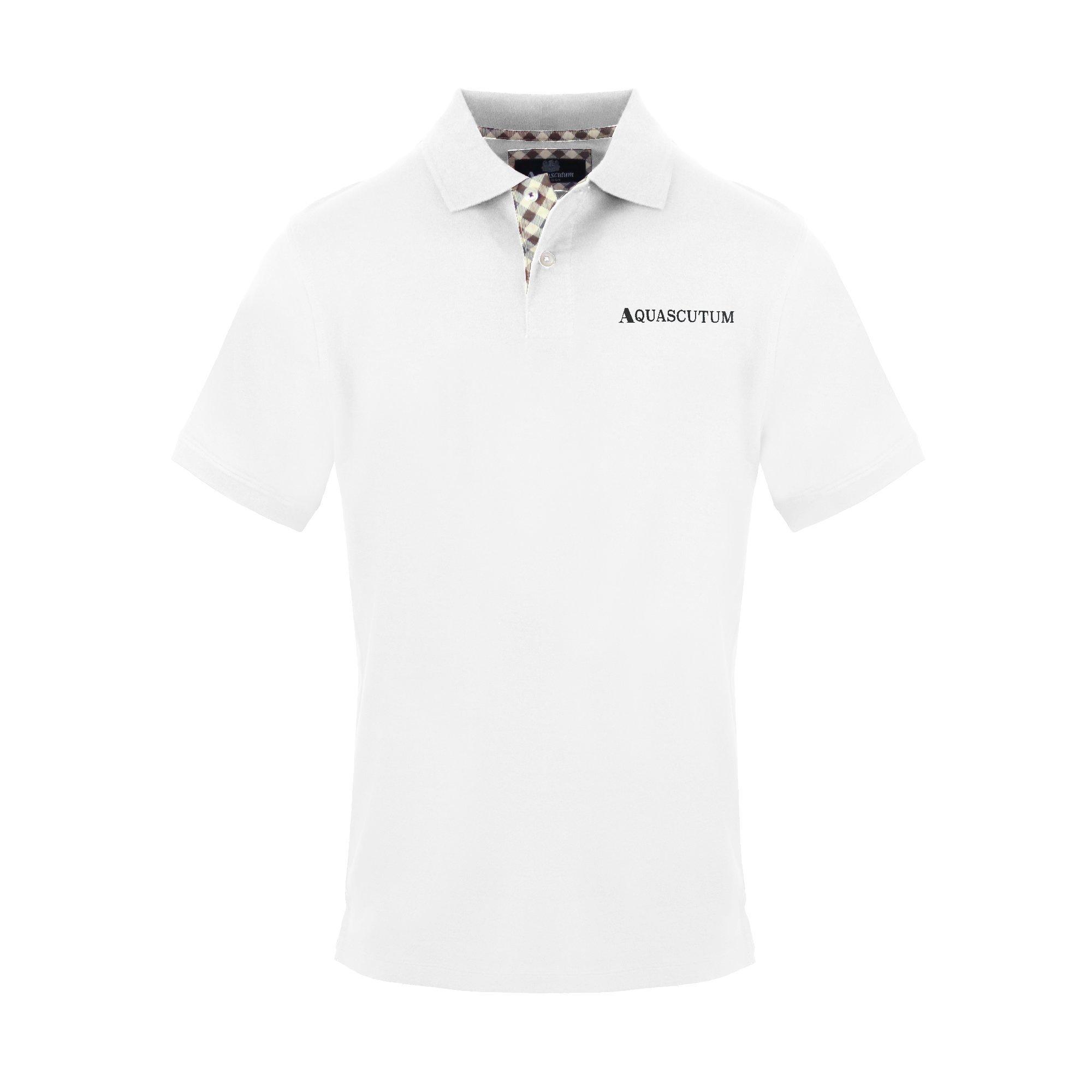 Aquascutum Men's Polo Short Sleeve Polo Shirt - White - Small