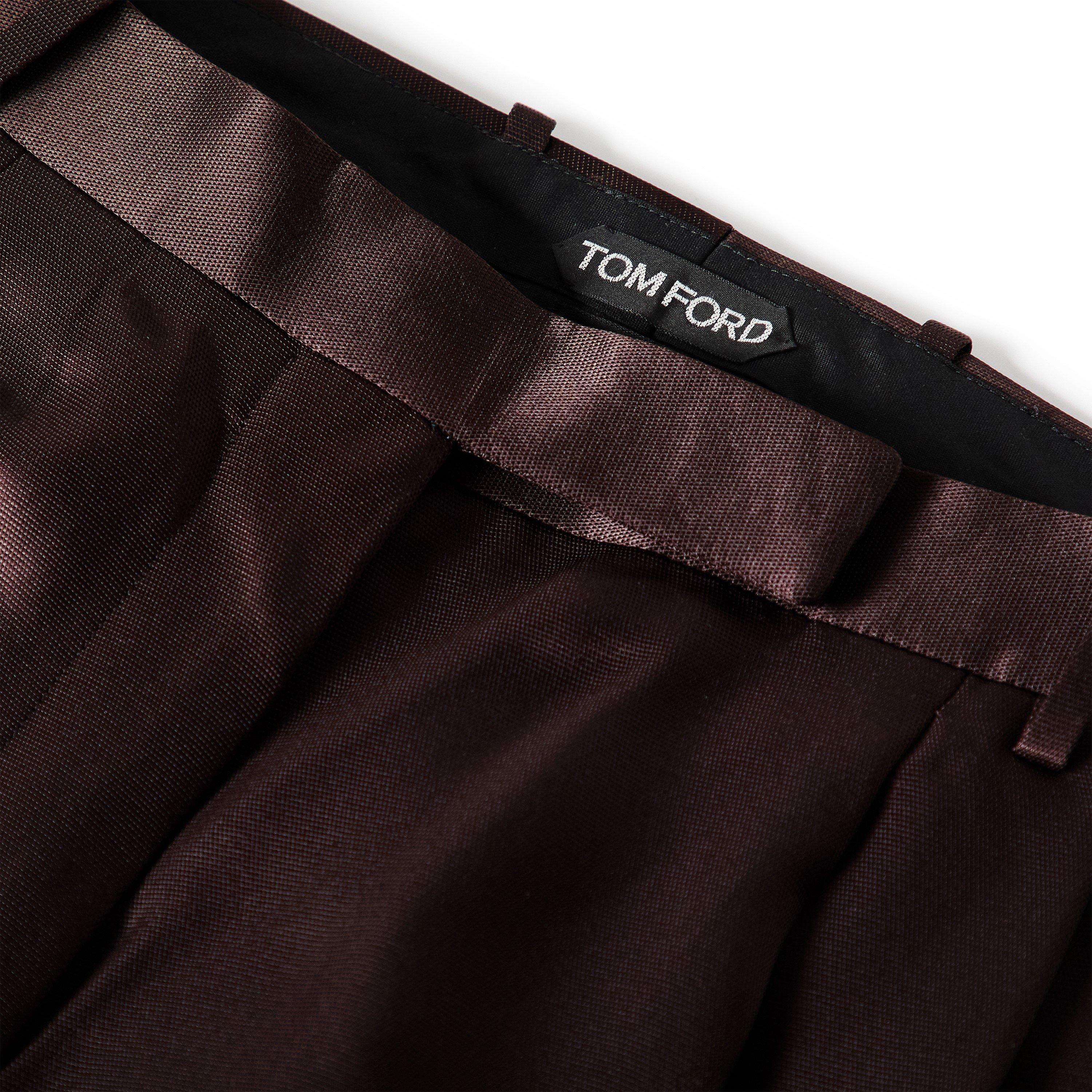 Brown - Tom Ford - Women's Silk Pleat Straight Leg Trousers - 3