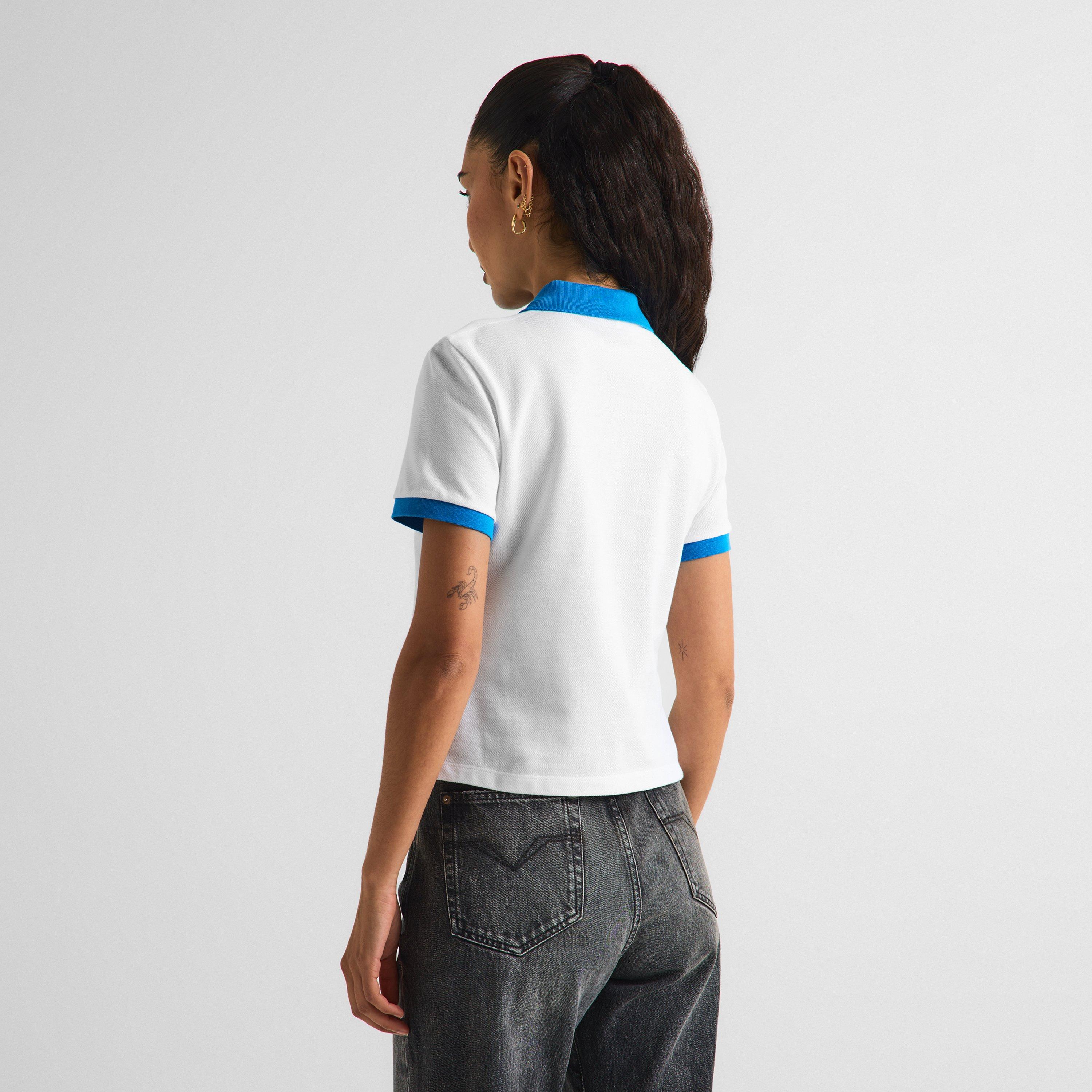 White  Blue - Versace - Women's Medusa Short Sleeve Polo Shirt - 4