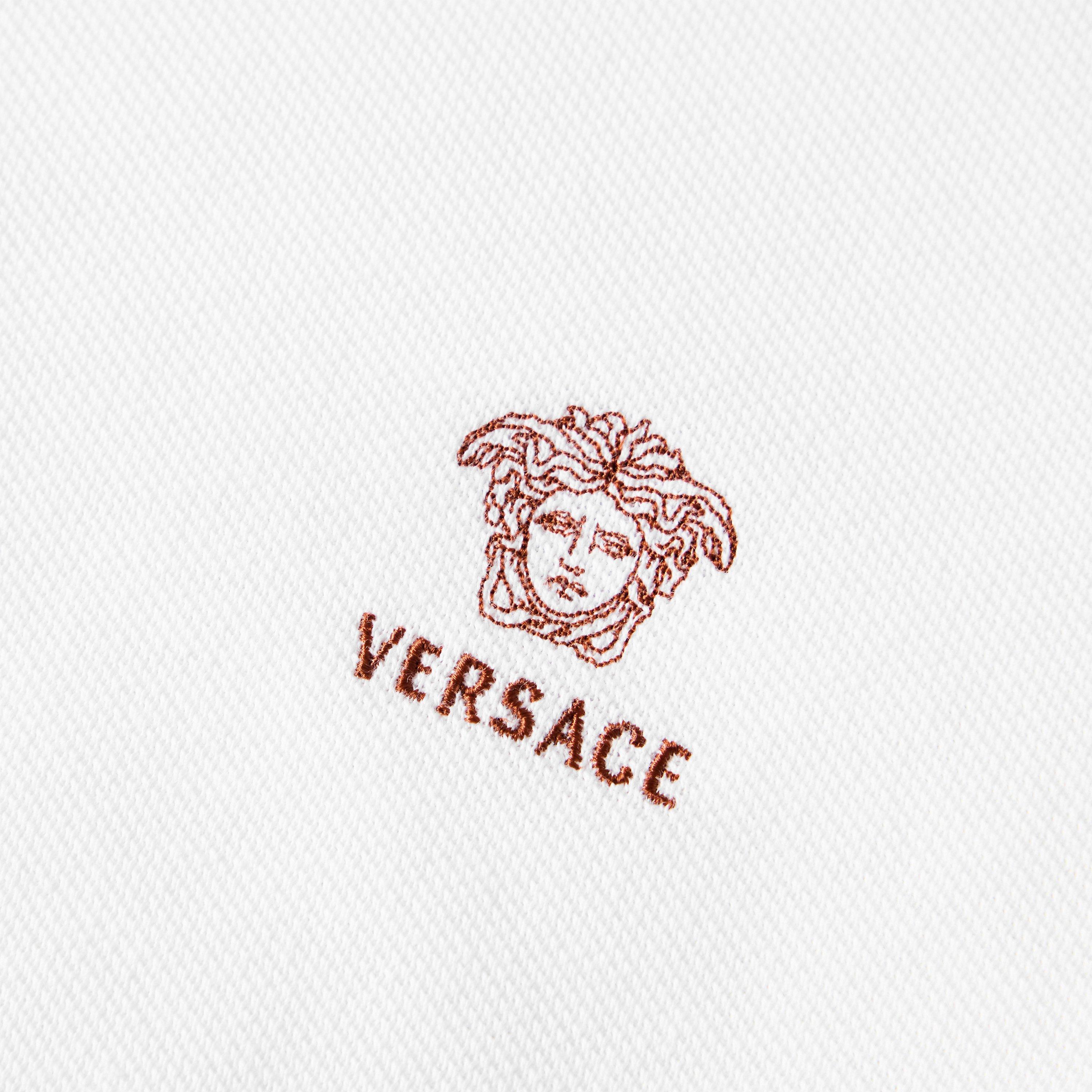 White  Blue - Versace - Women's Medusa Short Sleeve Polo Shirt - 5